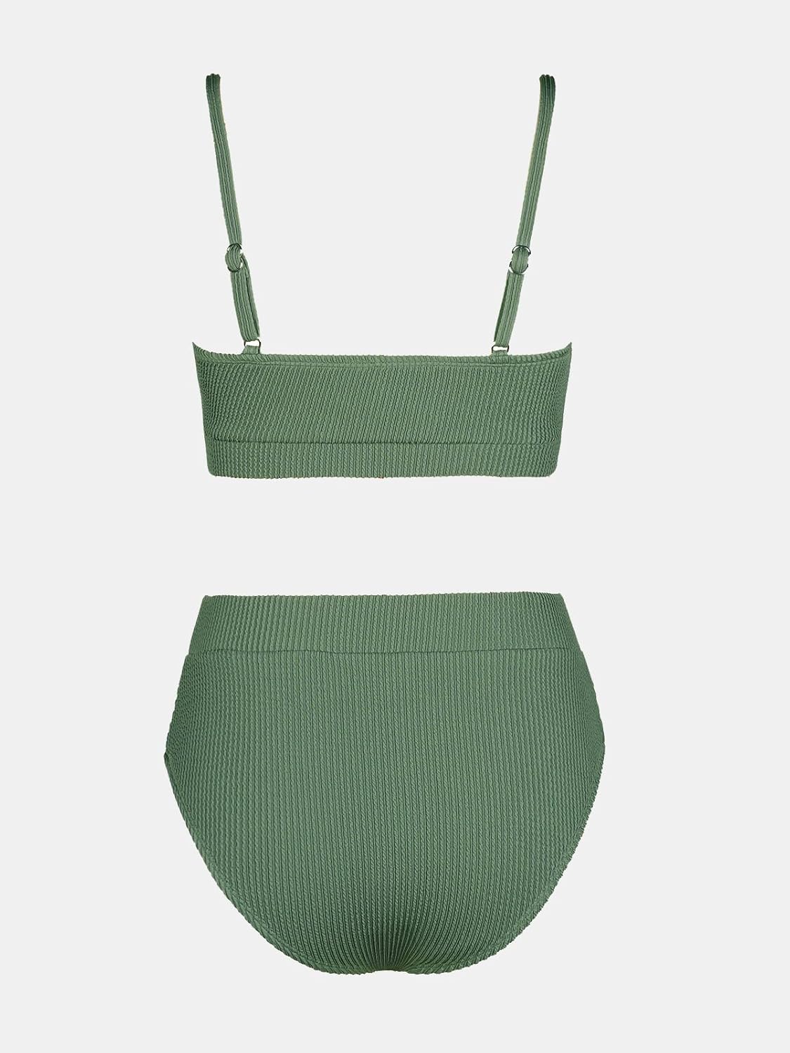 CUPSHE Women's Bikini Set Two Piece Swimsuits High Waisted Scoop Neck Spaghetti Adjustable Straps Textured - Image 7