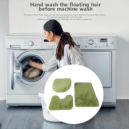 Miniatura 5 de Juego de 3 alfombras de baño con cubierta para tapa de inodoro, alfombras de baño antideslizantes, de microfibra súper suave, lavables a máquina,