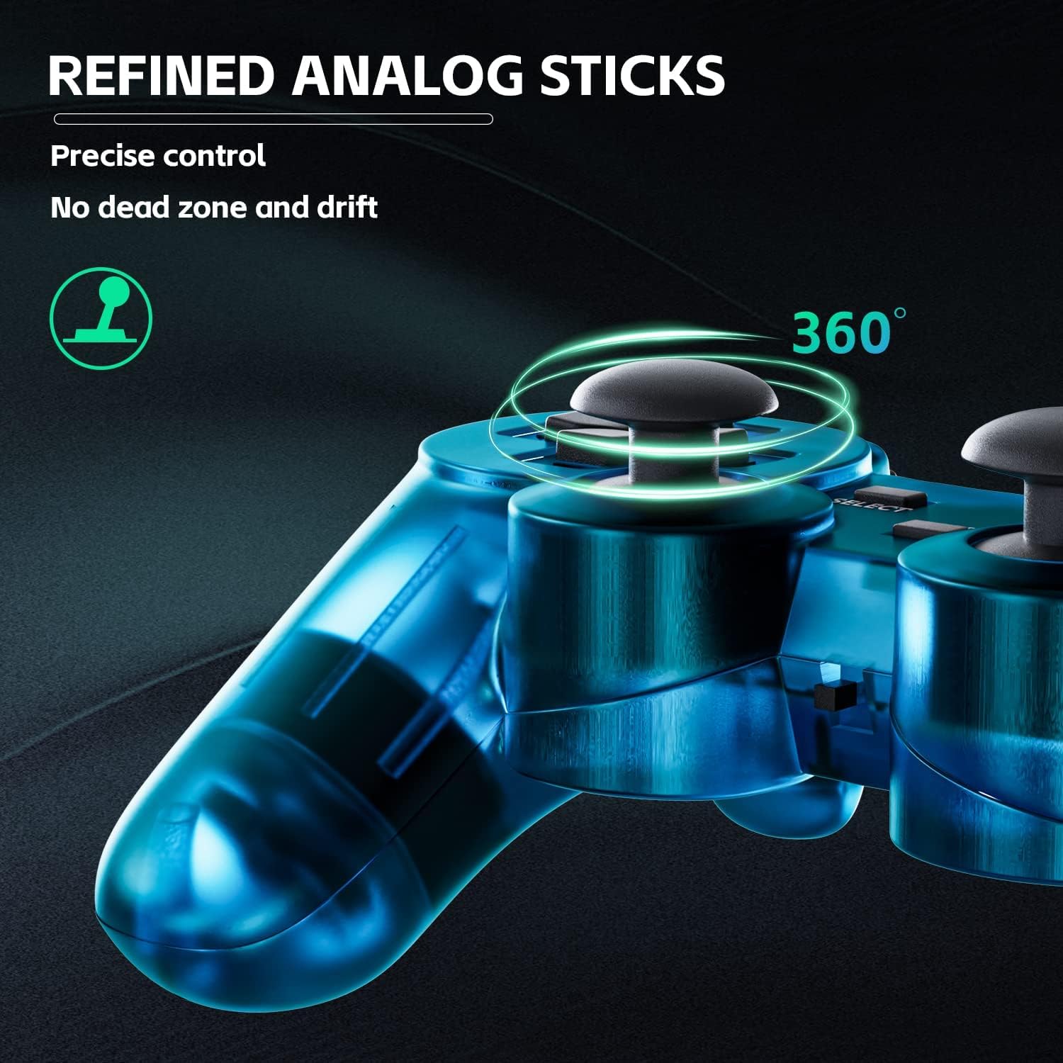 AUFGLO Contrôleur classique sans fil pour Ps2/Dual Shock 2/PC- (Violet+Bleu)