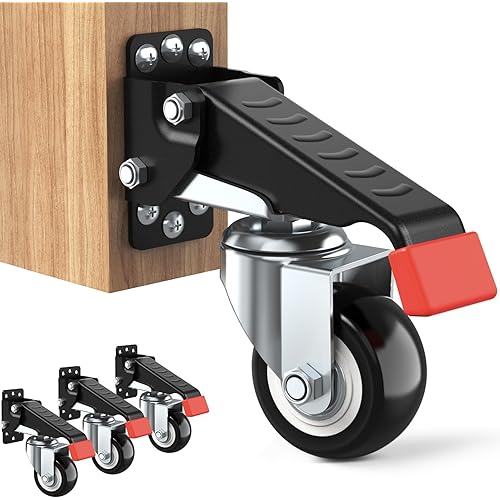 SPACEKEEPER Workbench Casters kit 660 Lbs - Retractable Casters Heavy Duty Bench Caster Wheels Designed for Workbenches Machinery & Tables, 4 Pack