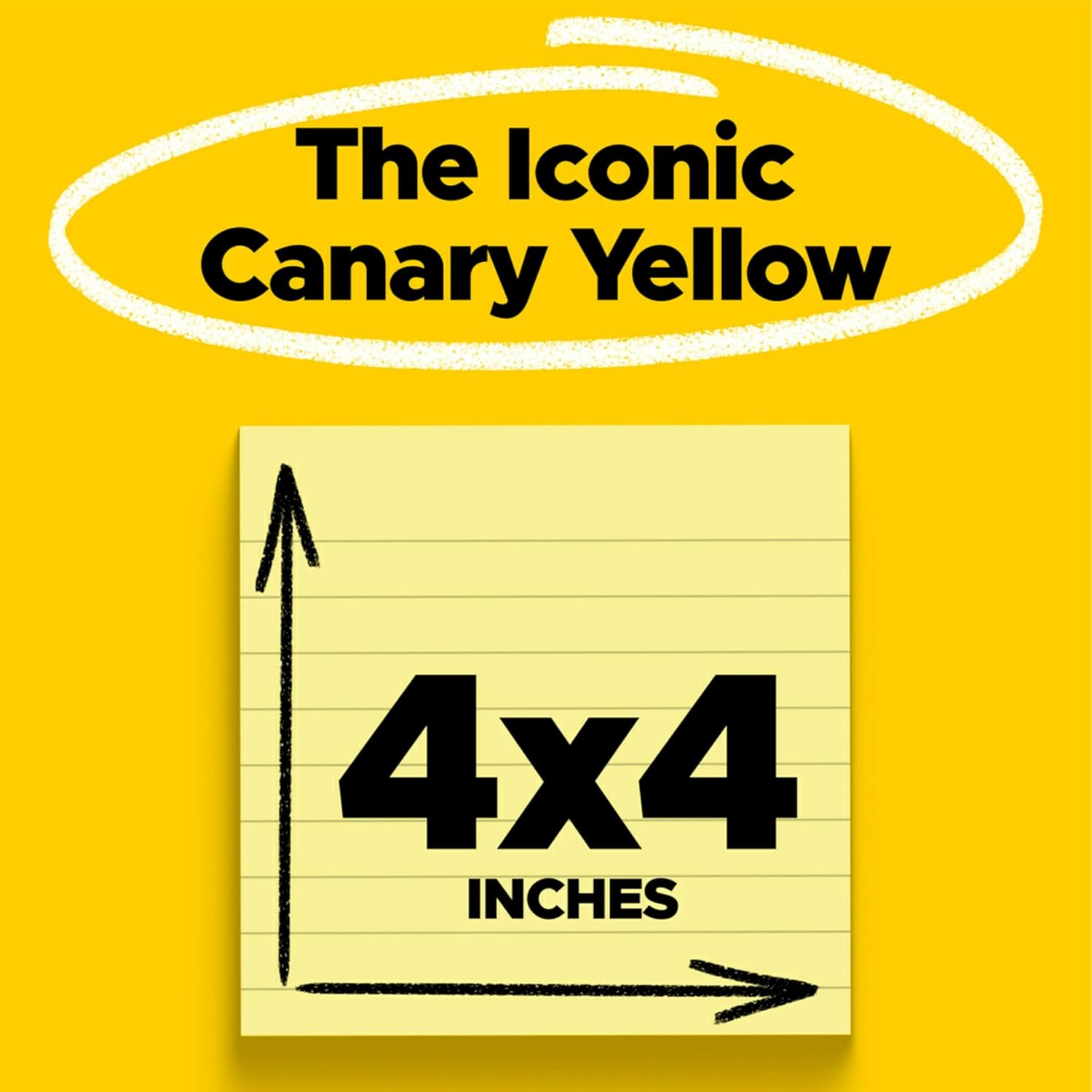 Post-it Super Sticky Notes, 4×4 in, 12 Pads, 2x the Sticking Power, Canary Yellow, Recyclable (675-12SSCP)