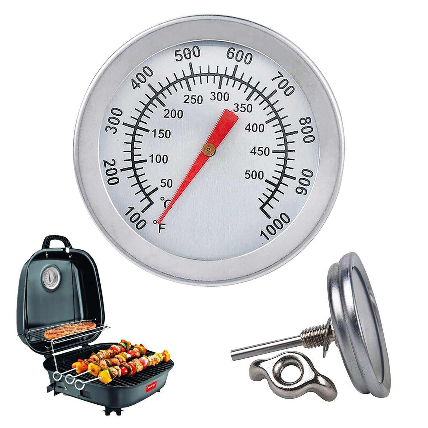 Hot F/C Stainless Steel BBQ Smoker Grill Bimetallic Thermometer Temp