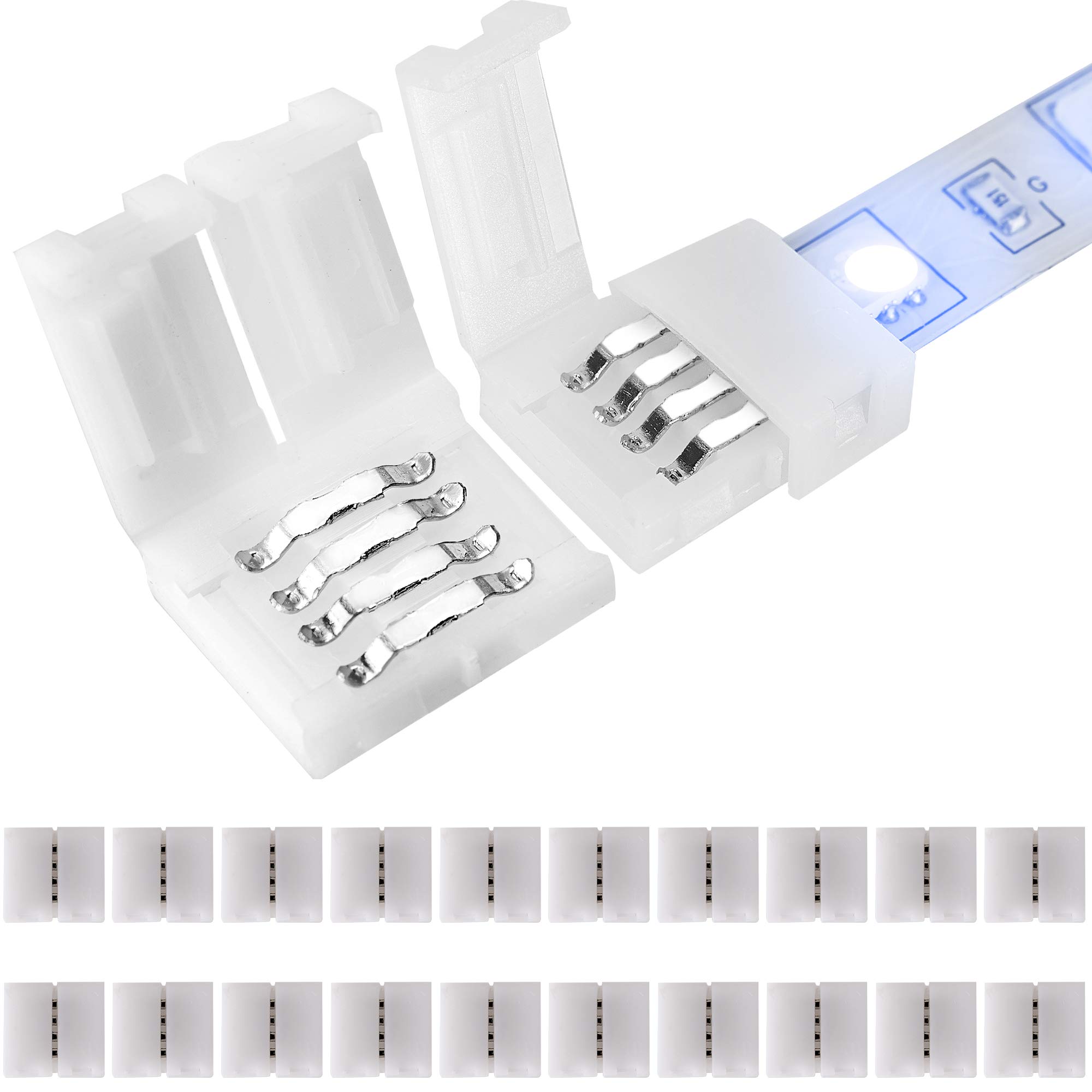 Buy JACKYLED Upgraded 4-Pin LED Connectors 20-Pack 10 mm Unwired ...