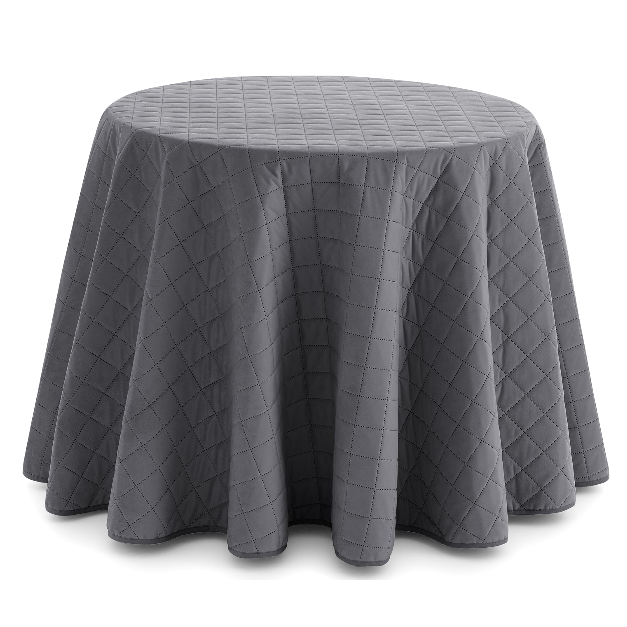 Falda para Mesa Camilla Acolchada. Falda Mesa Camilla Redonda. 90 cm. Ropa Mesa Camilla Lisa Suave. Mesas Camilla Invierno.Cuadros. Color Gris