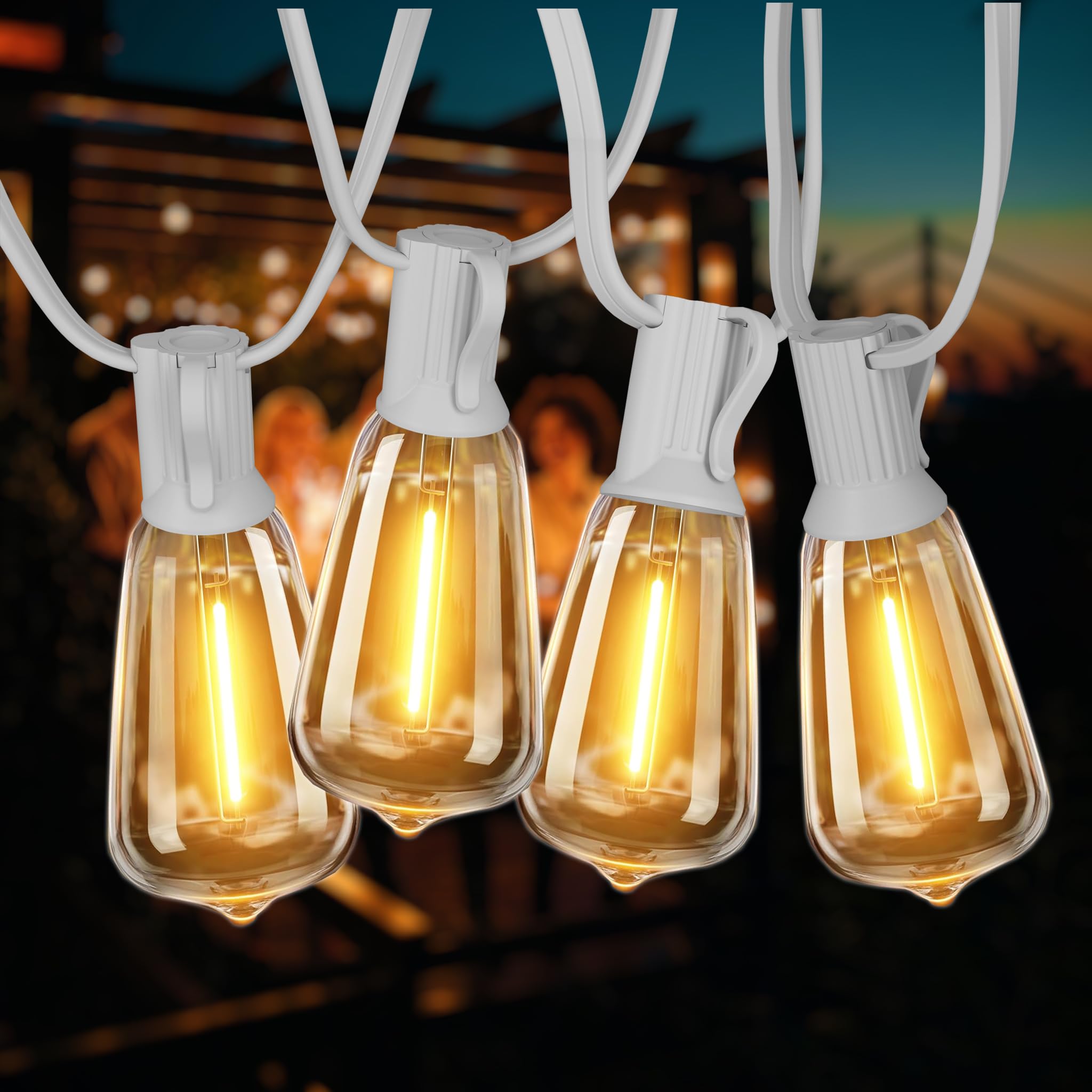 White Outdoor String Lights 200FT Lighting Waterproof for Patio