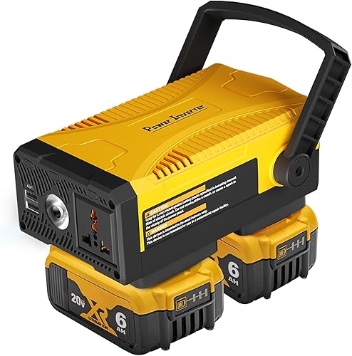 SUnMilY Inversor de fuente de alimentación portátil de 300 W compatible con batería Dewalt de 20 V, CC 20 V a CA 110 V 120 V inversor de corriente