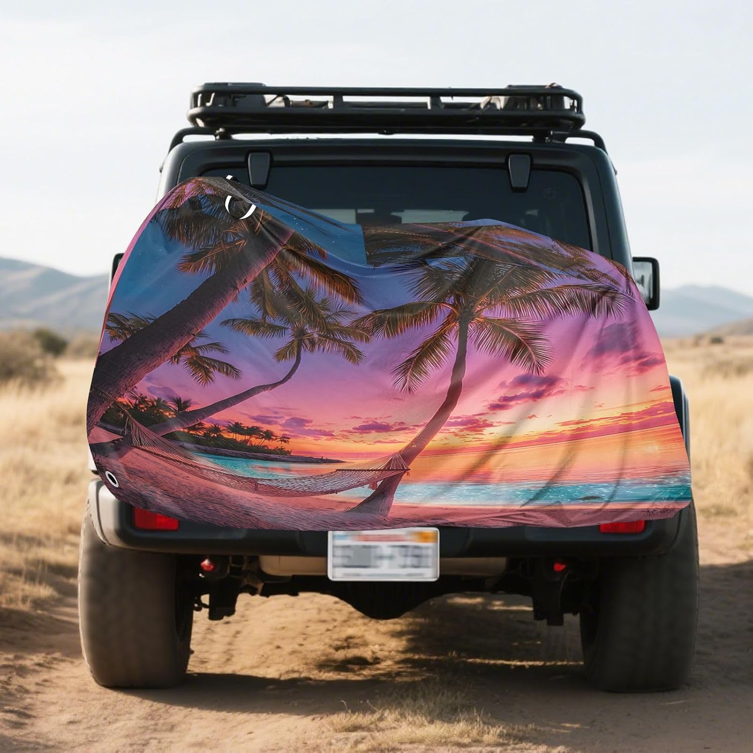 ALAZA Sunset Beach Summer Bike Cover Waterproof Outdoor Ebike Bicycle Covers Tarp Protection for 1/2 Bikes, Sun UV Dust Wind Proof