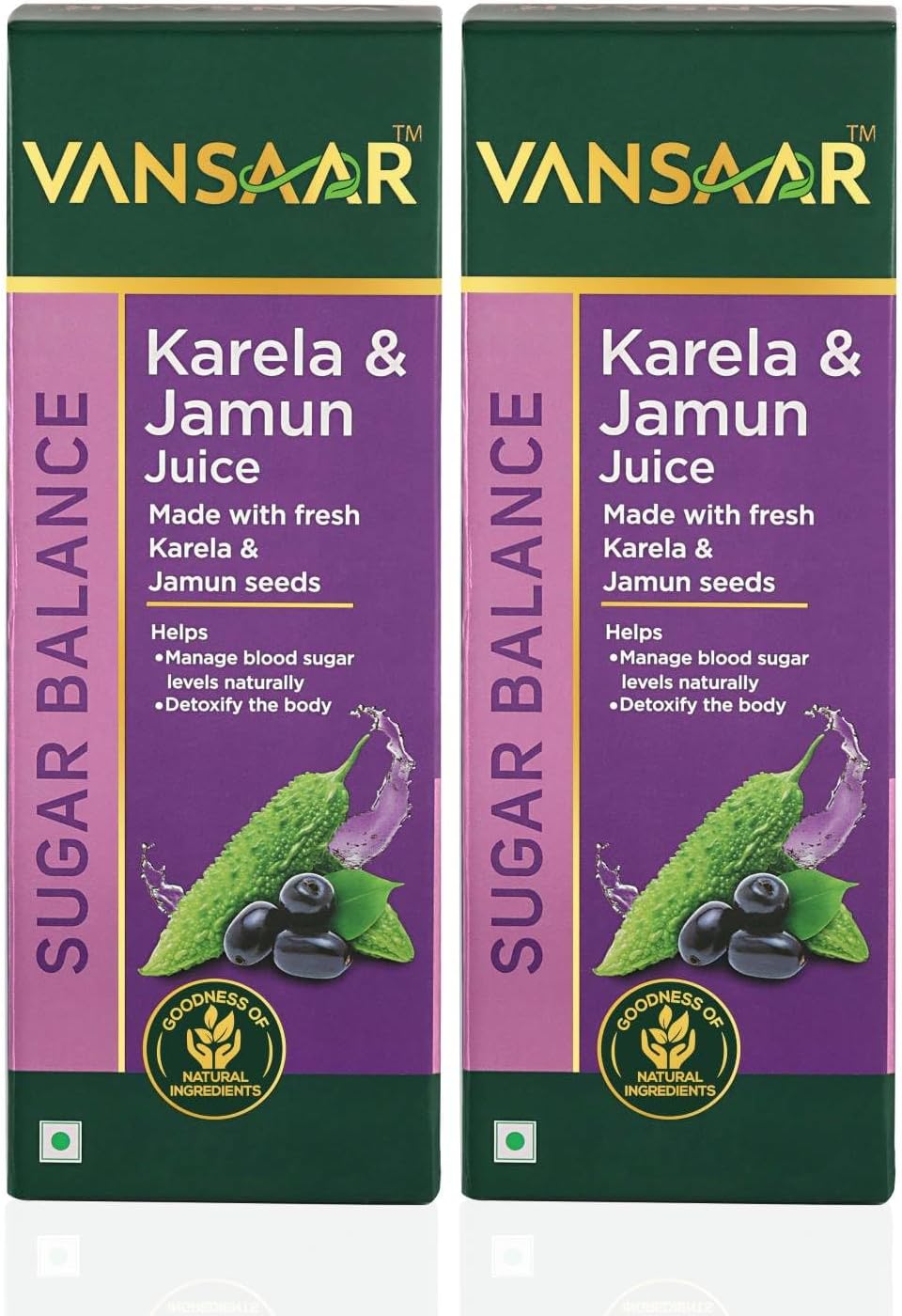 Vansaar Karela & Jamun Juice| Blood sugar level management | Suitable for diabetes & prediabetes care -1L (Pack Of 2)