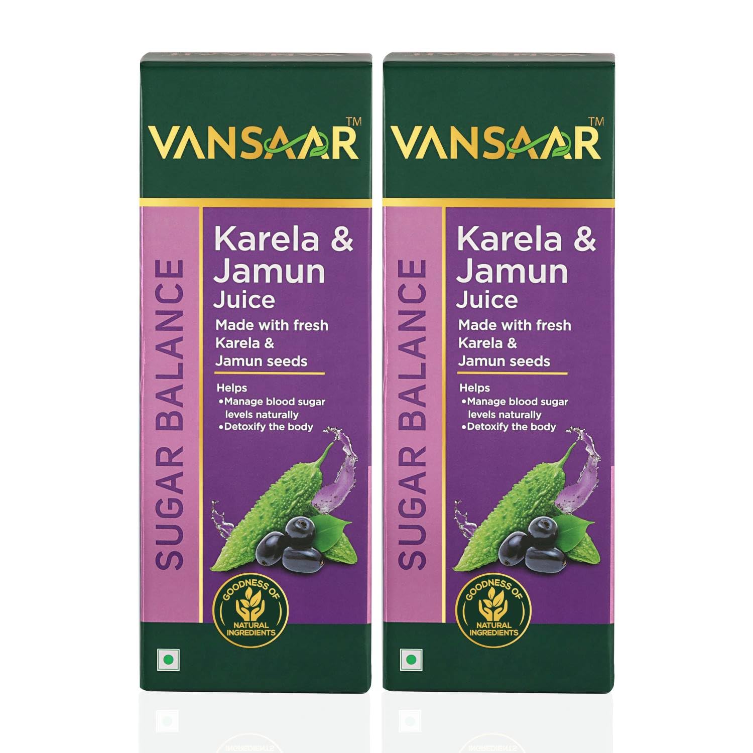 Vansaar Karela & Jamun Juice| Blood sugar level management | Suitable for diabetes & prediabetes care -1L (Pack Of 2)