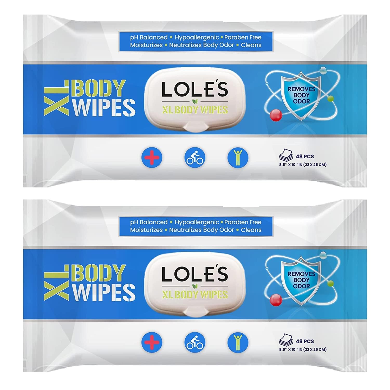 LOLES Body Wipes XL - Wet Wipes for Adults 192 Count - 4 x 48 Adults No Shower