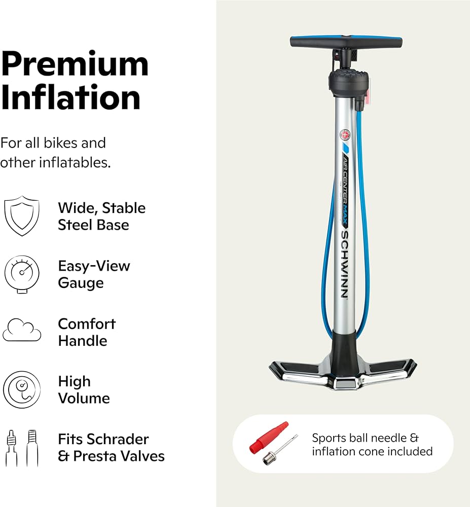 Amazon | Schwinn エアセンターマックス フロアバイクポンプ 米式/仏式