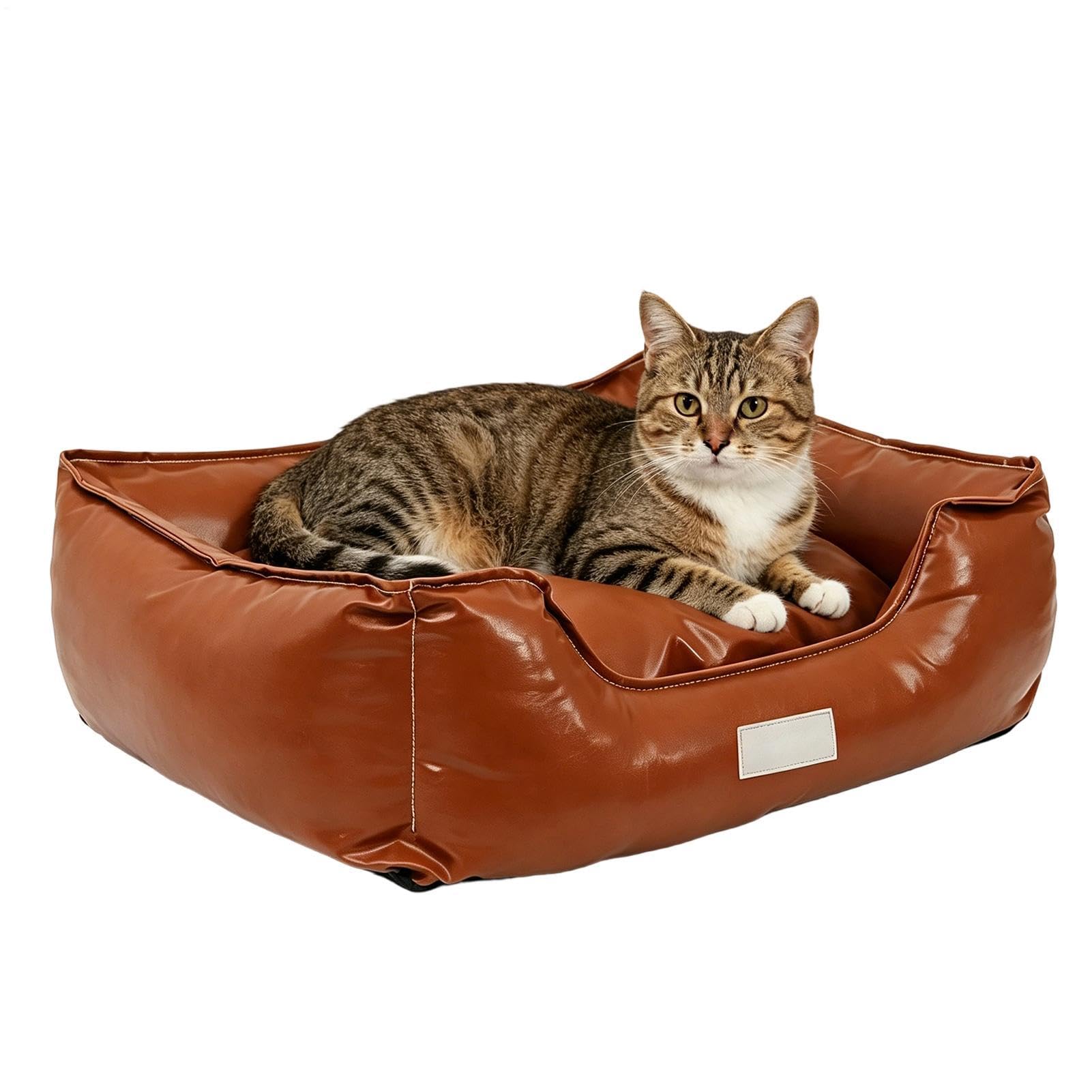 Canapé lit pour chat en cuir doux lavable, l'élégance pour votre intérieur