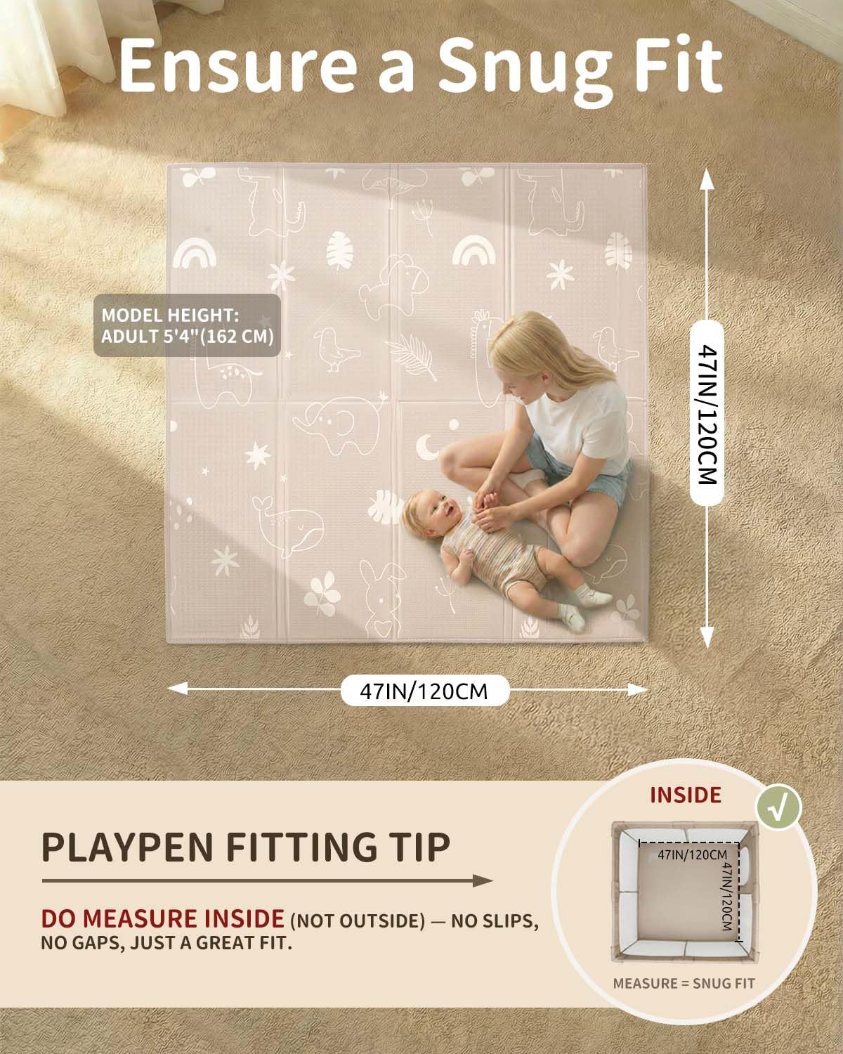 Joypony Tapis d'éveil Bébé, Pliable Tapis Bebe, Tapis De Jeu pour Enfant Bebe, Mat de jeu imperméable et non glissant, bébé jeu avec un sac de transport 50 * 50in Forêt