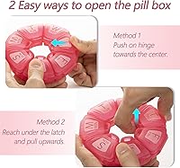 Vista 4 de Organizador semanal de píldoras redondo, de TPU gomoso, contenedor de píldoras de viaje de 7 días, con 7 grandes compartimentos, ideal