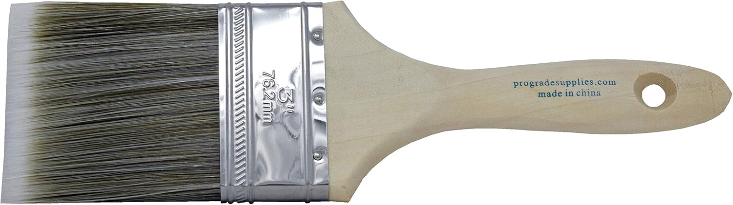 12PK 3 inch Flat Brush Premium Wall/Trim House Paint Brush Set for Professional Painter and Home Owners Painting Brushes for Cabinet Decks Fences Interior Exterior & Commercial Paintbrush.