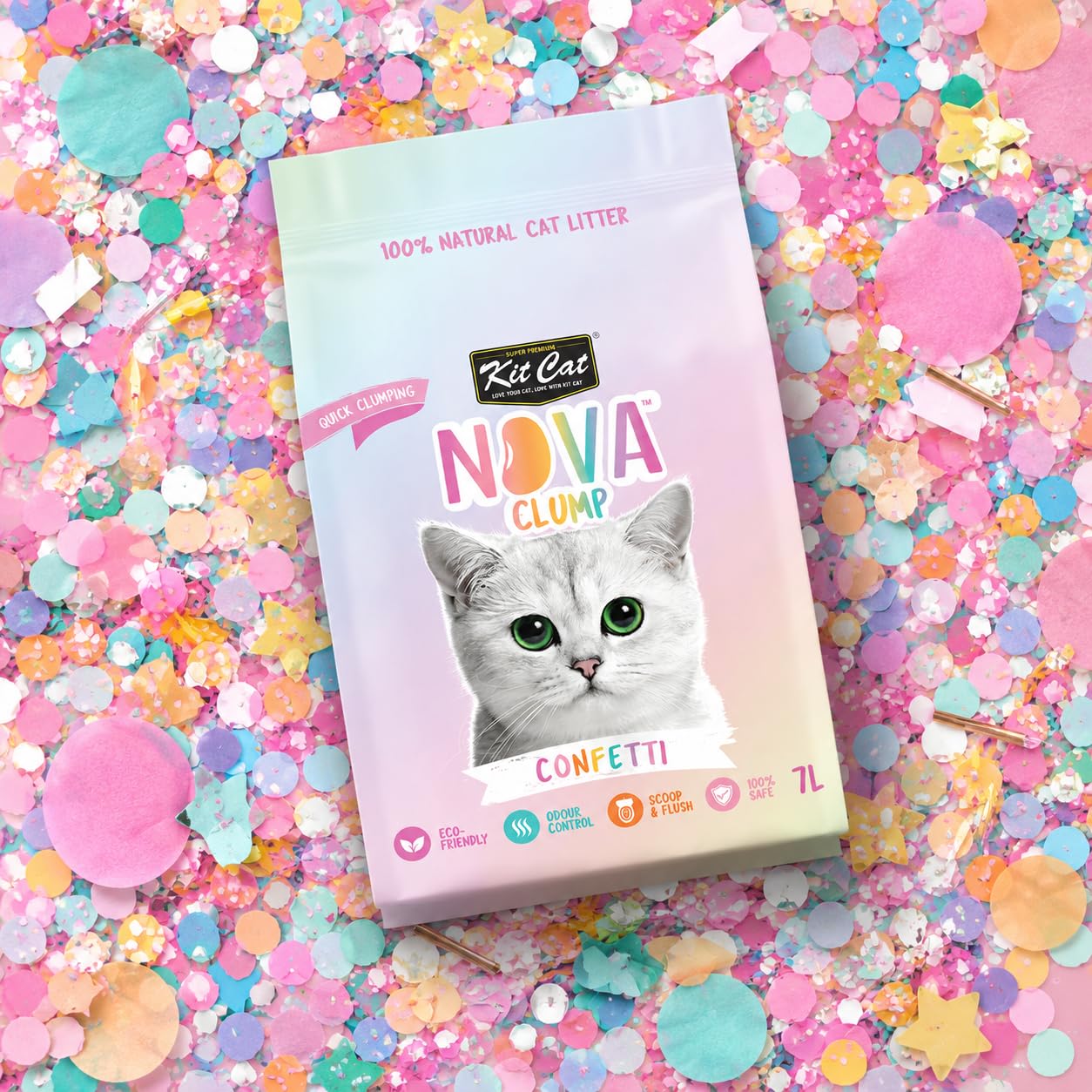Kit Cat Pack 12x Arena Eco SoyaClump - Confetti 7L Arena para Gatos