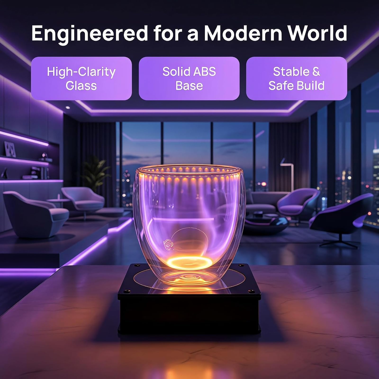 Vaso De Plasma con Bobina De Tesla, Taza Luminosa con Efecto De Rayo, Vaso De Cristal con Efecto De Rayo Eléctrico, Cristalería Iluminada Sensible Al Tacto con Base Excitadora, para Regalo