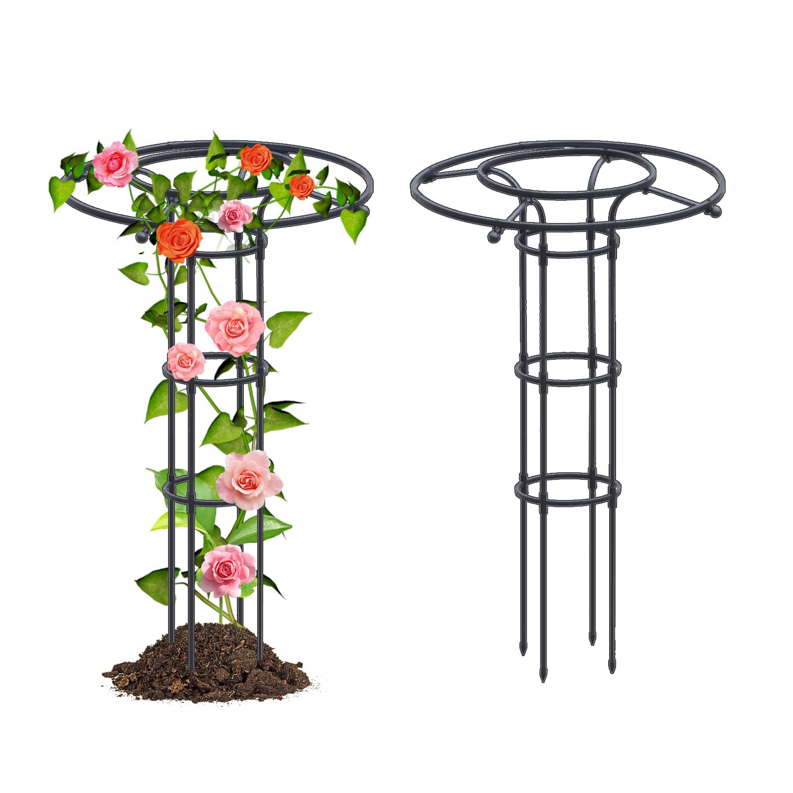 belupai Garden Obelisk Trellis for Climbing Plants, 35/47/59/70/82in Decorative Vertical Umbrella Trellis Tower Frame Outdoor Flower Support Cage Climbing Stand Rack for Vines Rose(120cm)
