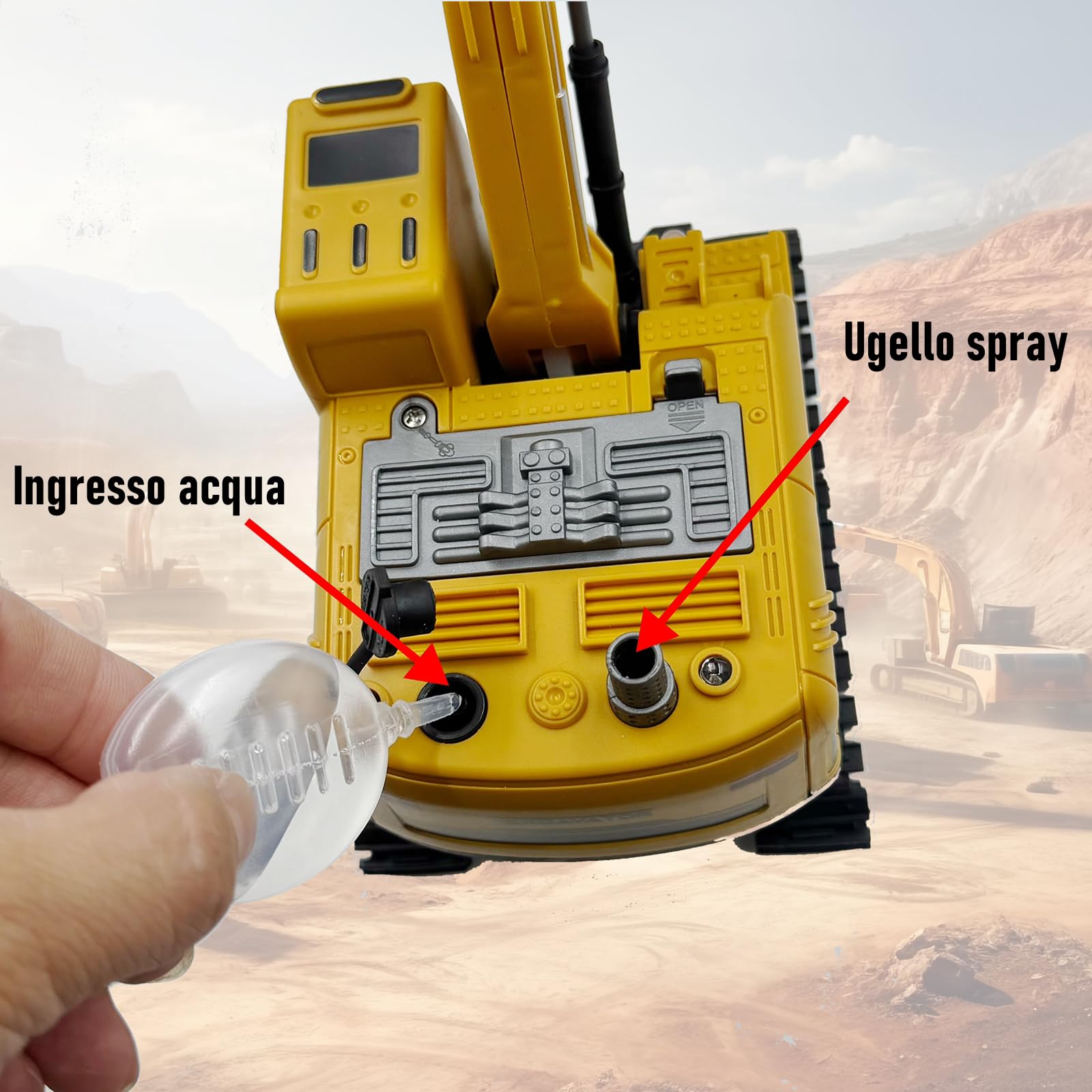 1:22 Escala 11 Canales 3 en 1 Excavadora teledirigida para niños, excavadoras inalámbricas con pala de metal, excavadora hidráulica con luces y sonidos y spray, regalos para niños de 4 a 7