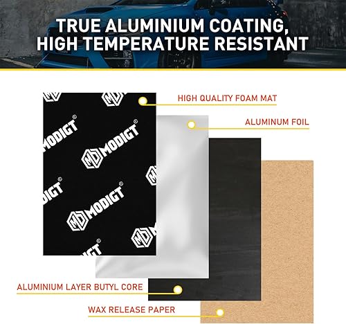 Miniatura 3 de 10 unidades de 165 mil 15.7 pulgadas × 9.8 pulgadas alfombrilla de amortiguación de sonido de coche 10.76 pies cuadrados butilo automotriz