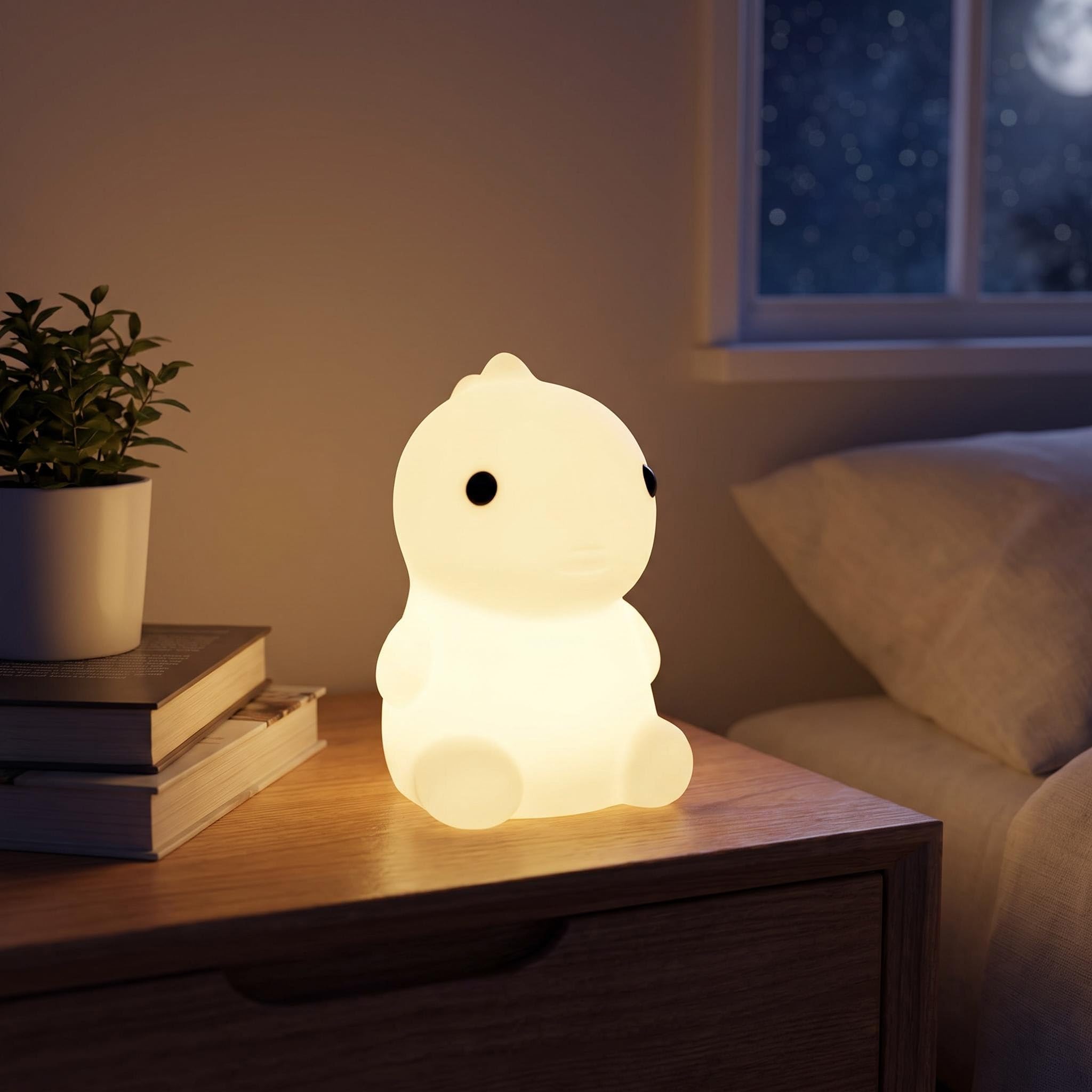 Comforso Dinosaur Night Light,Cute Battery Powered LED Lamp,Animal Lamp for Bedroom & Living Room Decor,Nursery Bedside Light for Kids & Women,Adorable Gift for Birthday,Christmas (Dinosaur)