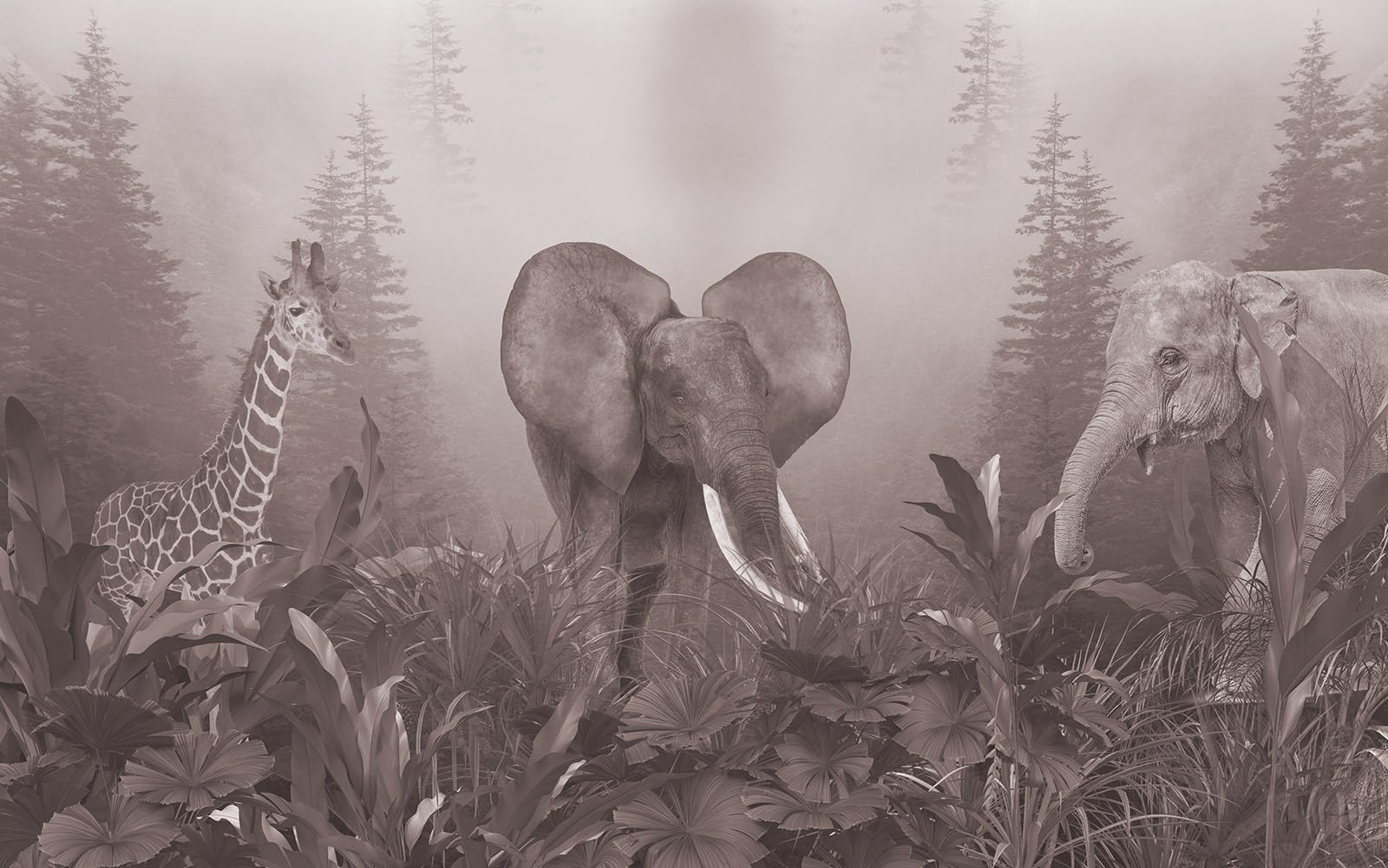 Papier peint panoramique Animaux de la Jungle Lumalea L390 x H244 cm