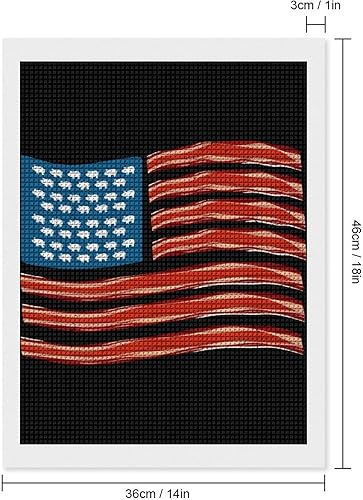 Miniatura 2 de Bacon - Pintura de arte cuadrada de diamantes con diseño de bandera de Estados Unidos, kit completo de pintura con diamantes para decoración de
