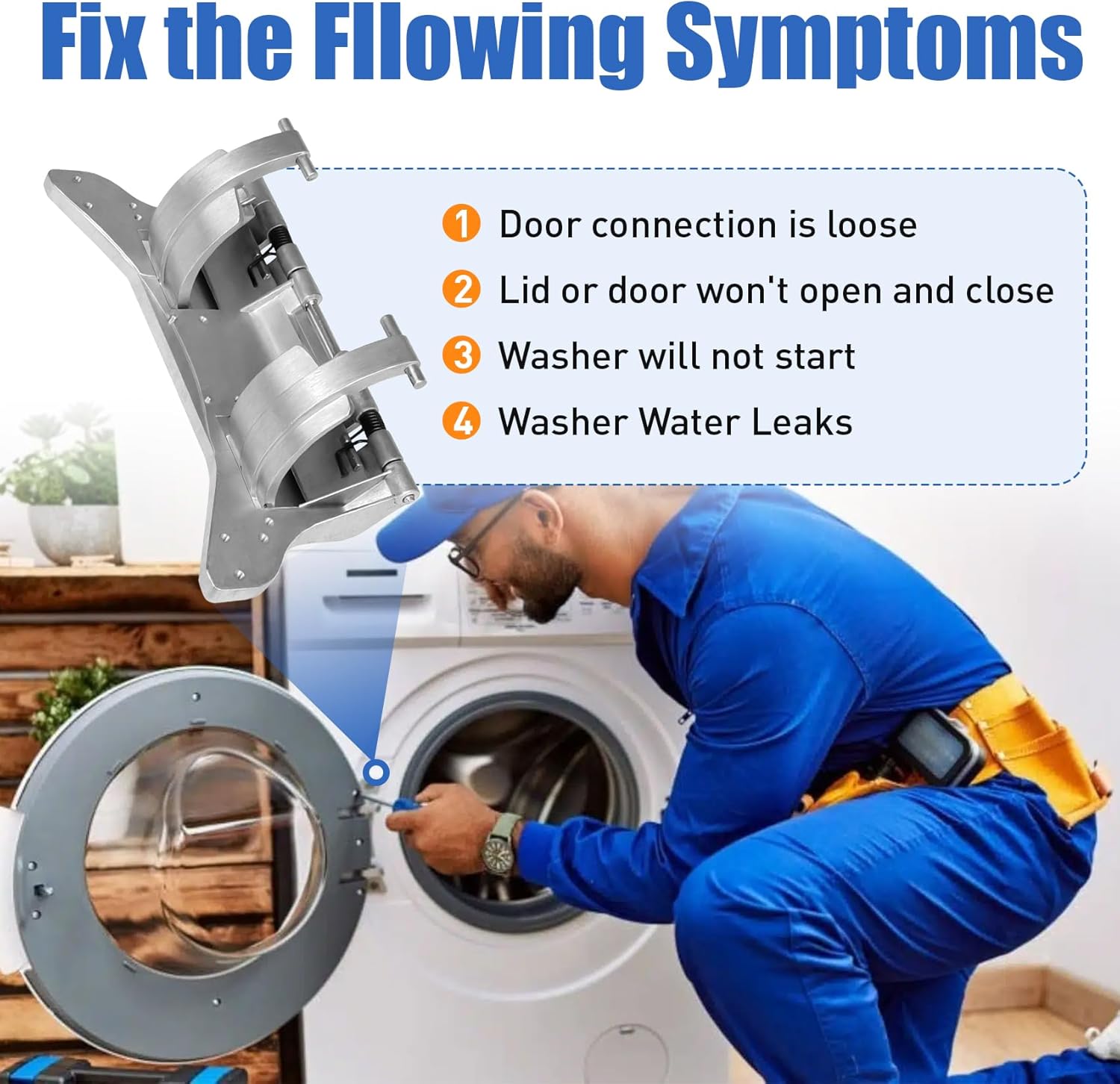 New 4775ER2002A Washer Door Hinge Assembly Fit for LG Kenmore Washing Machines, Replaces 4775ER2002B 4775ER2002D 1267595 AP4437239 PS3523463 EAP3523463 4774ER1001 ER1003-11