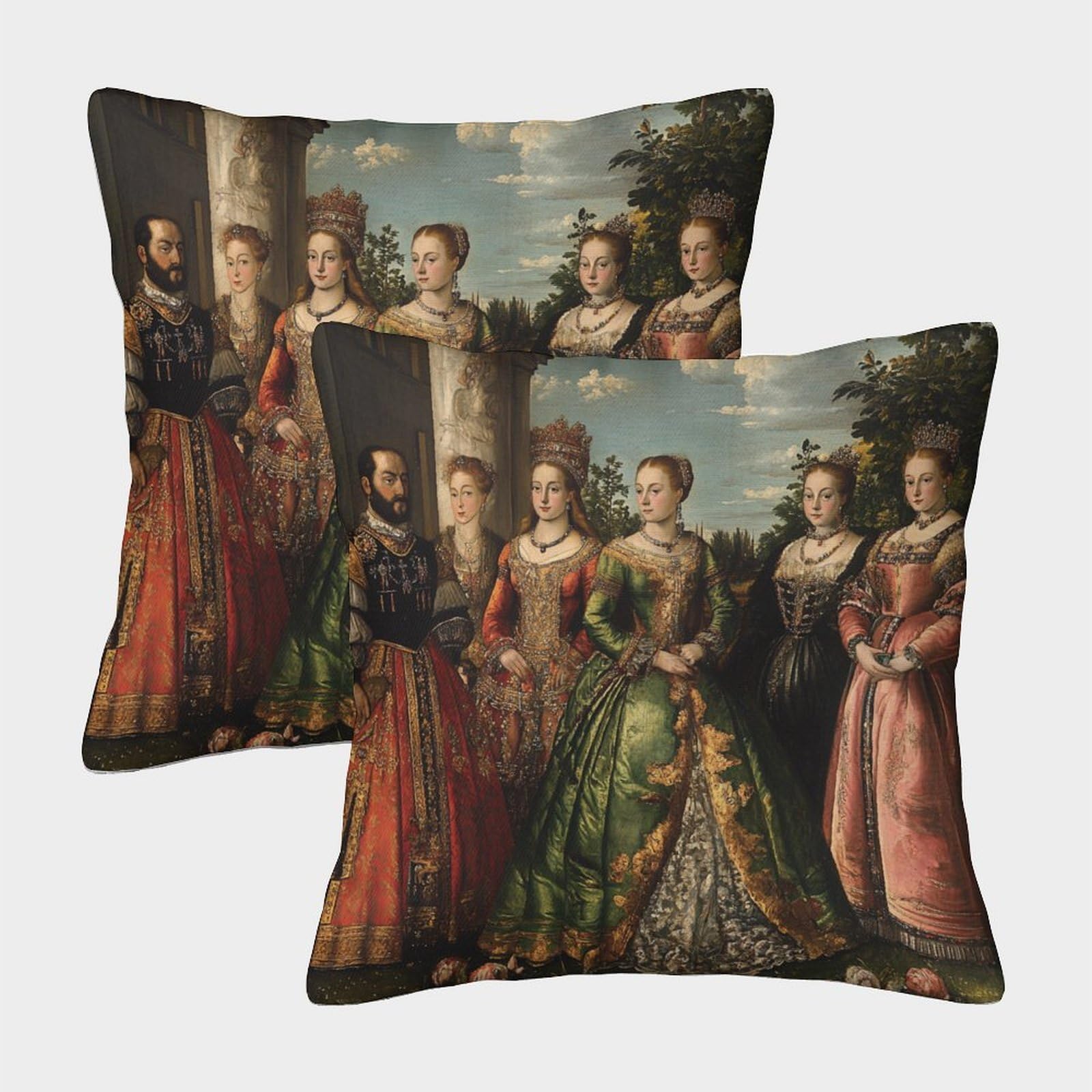 kaiyun 2 Pack Renaissance Style.Queen And King 3D Image Printed Single-sided Cushion Cover 50x50cm