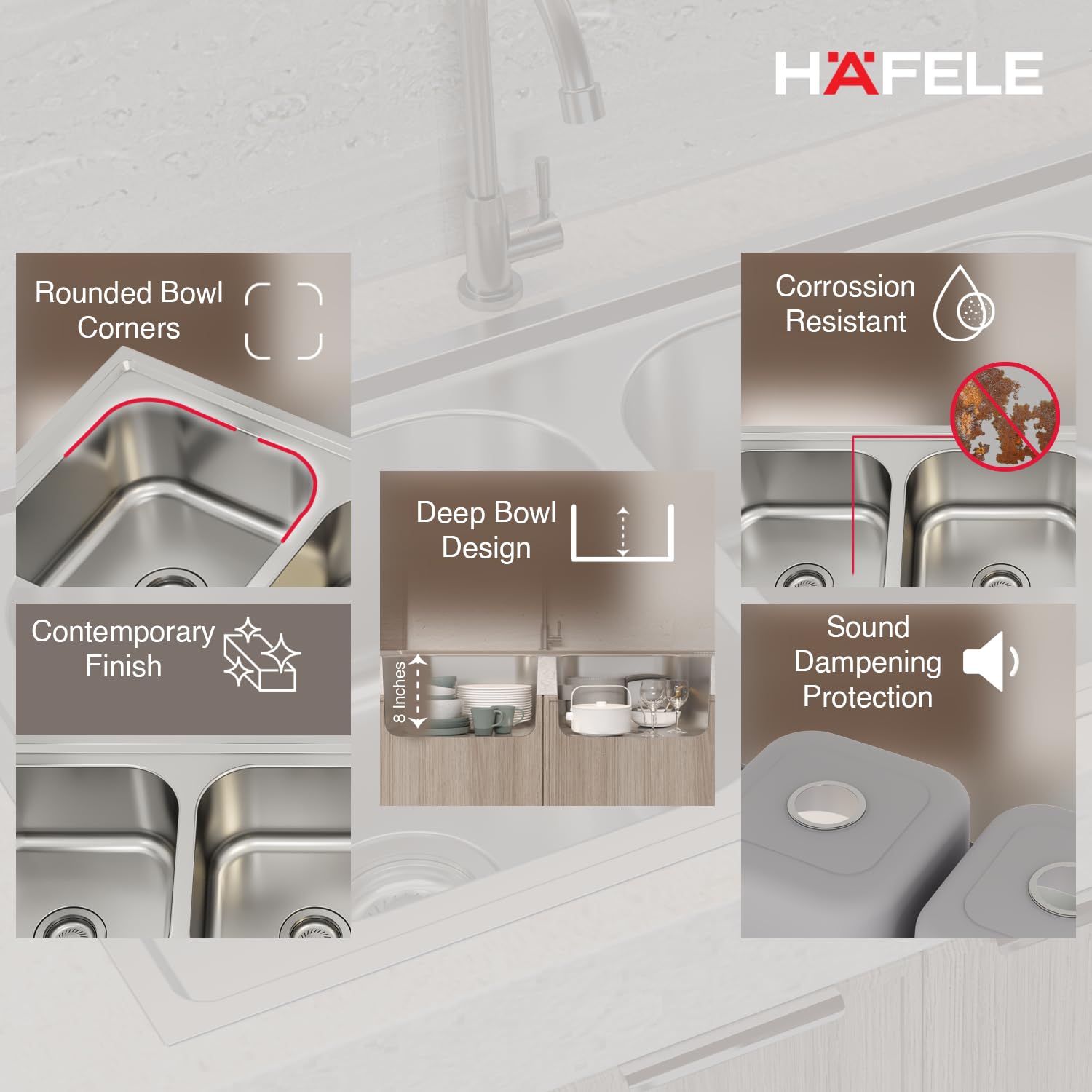 Hafele Orion Stainless Steel Double Bowl Sink -3
