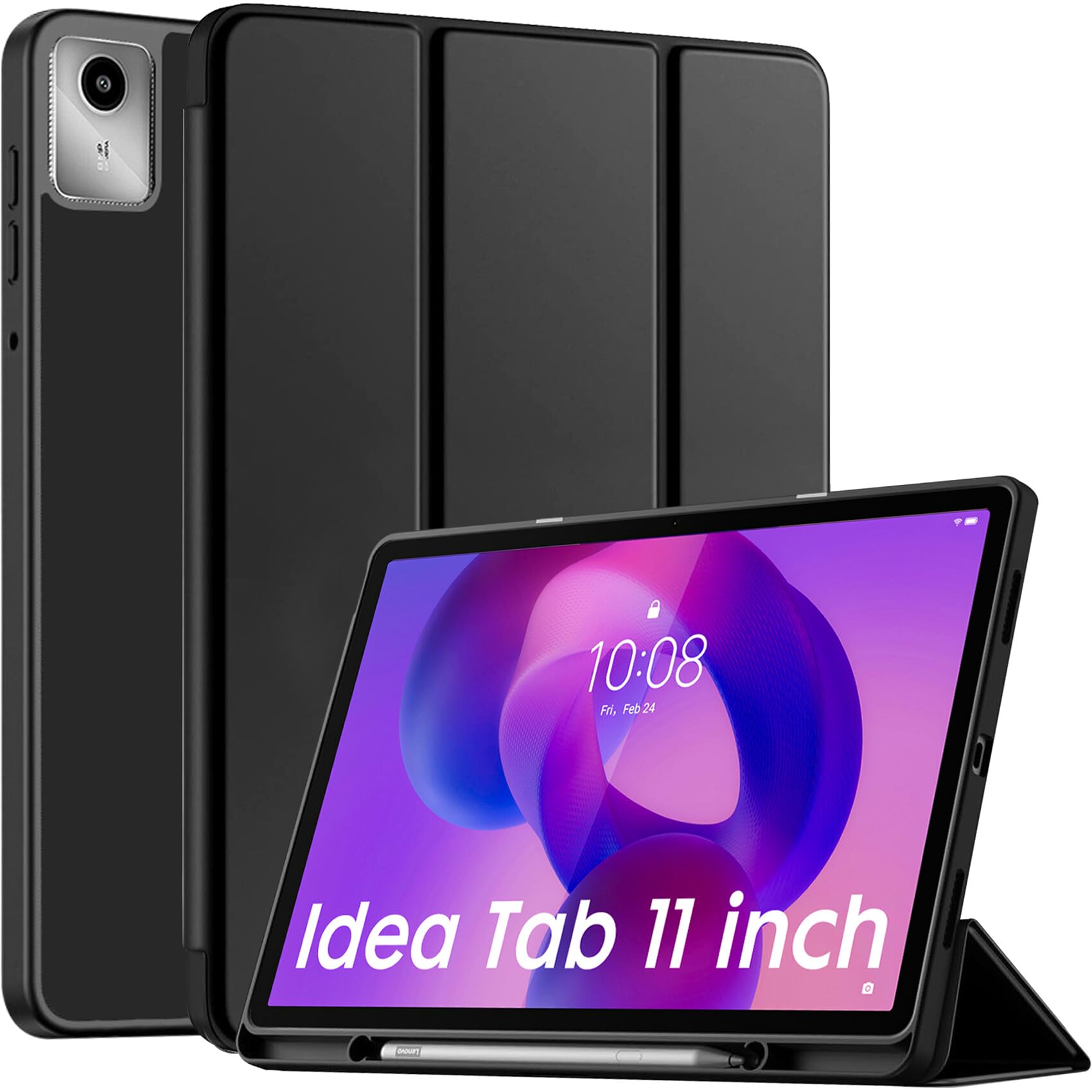 Robustrion Case Cover for Lenovo Idea Tab Cover 11" with [Pencil Holder], Trifold Flip Cover Case for Lenovo Idea Tab Cover 11" [Auto Sleep Wake Support] - Black