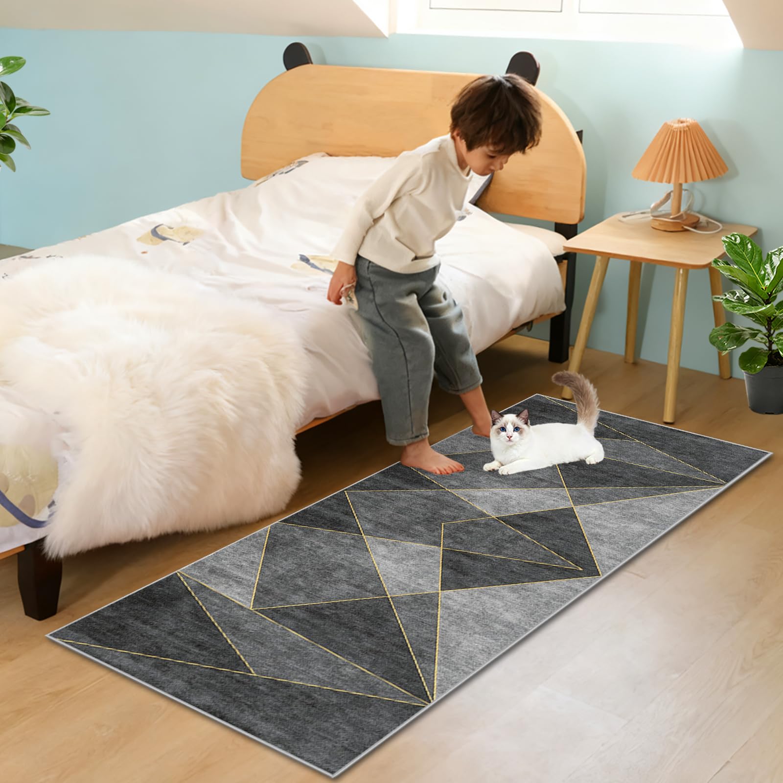 Tappeto Corridoio Moderno Runner Cucina Grigio 40x200cm
