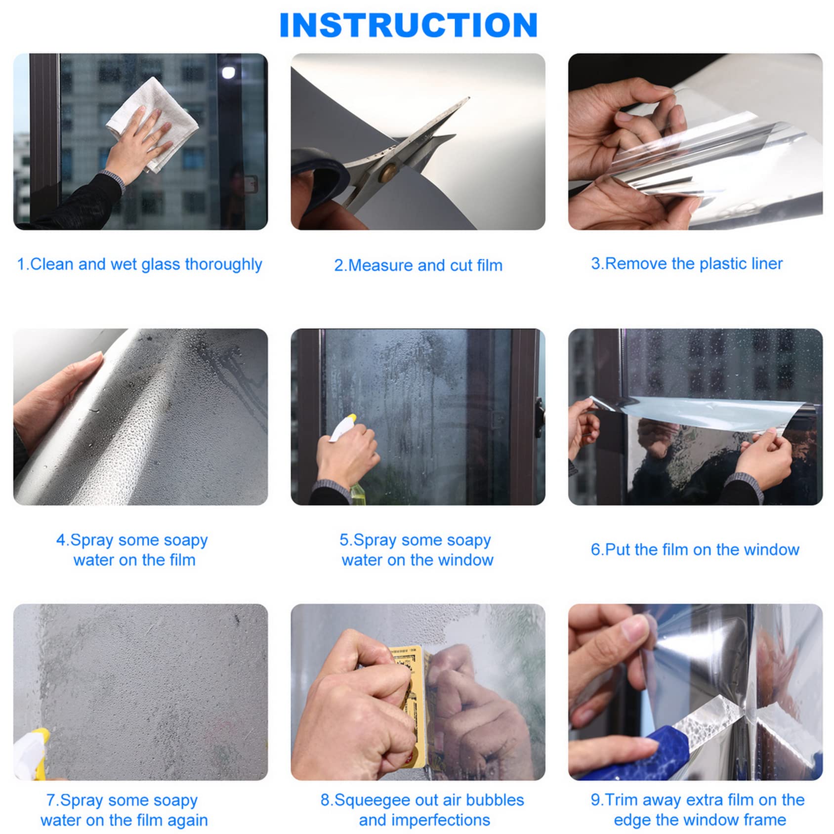 Wholede Vinilo Pet Película Adhesiva Lámina de Espejo para Ventanas Cristal Unidireccional Protector de Privacidad Anti 99% UV y Anti 85% IR para Hogar y Oficina (60 * 400cm)