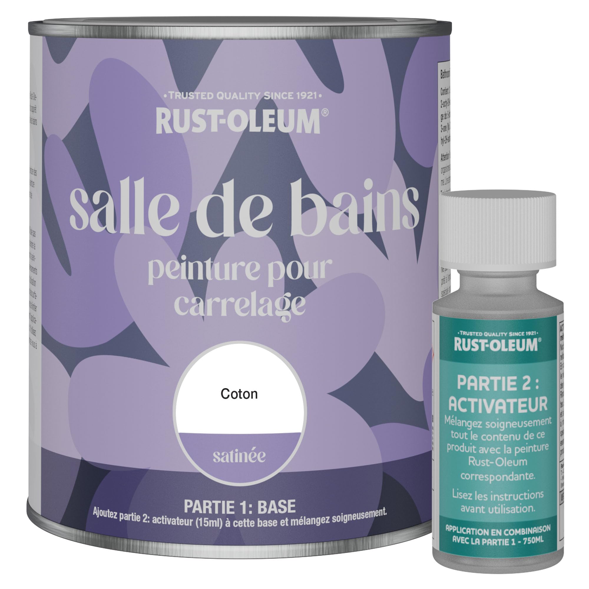 Rust-Oleum Peinture Blanche Résistante à l'eau pour Carrelage de Salle de Bain, Finition Satinée - Coton 750ml