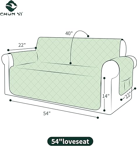 Miniatura 3 de CHUN YI Funda para sofá biplaza, resistente al agua, para sofá de 2 cojines, reversible, lavable, con correa ajustable, bolsillo de almacenamiento