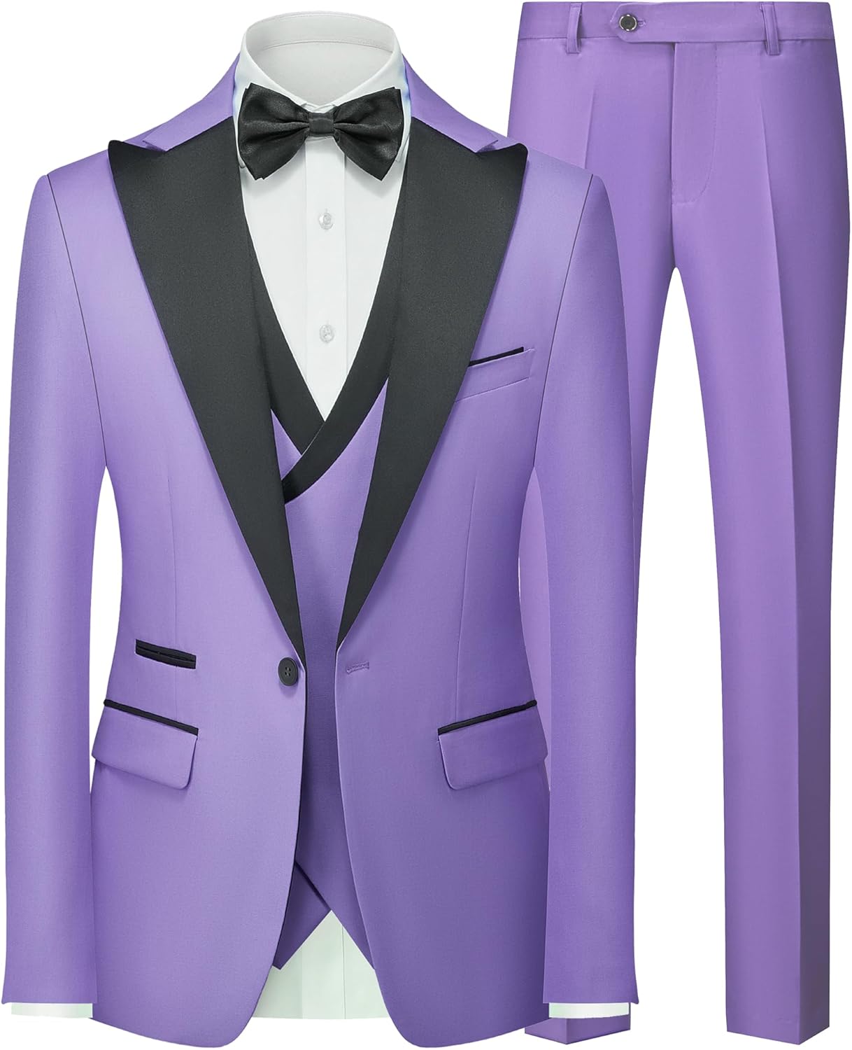 Mens Suit 3 Piece Tuxedo One Button Slim Fit Tuxedo Suit Set Blazer Jacket Vest Pants Set for Prom Business