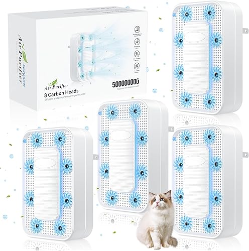 Ionizadores de aire para el hogar (paquete de 4), purificador de aire enchufable mejorado, purificador de iones negativos, ambientador para