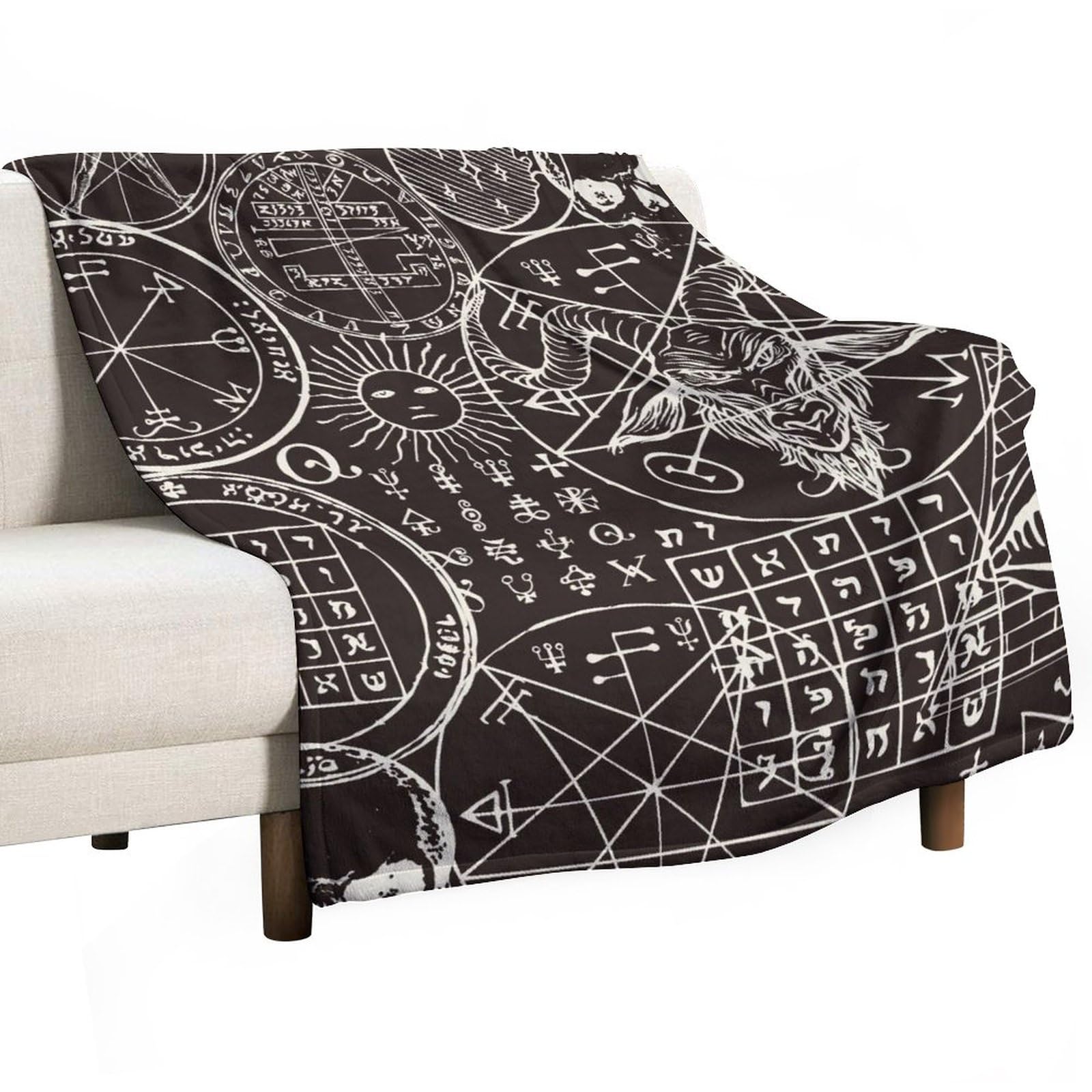 Homeoanimal Goth Print Throw Blanket 150 x 200 cm, Lightweight Flannel Blanket, Cozy Microfiber Blankets for Couch Sofa Bedroom Decorative