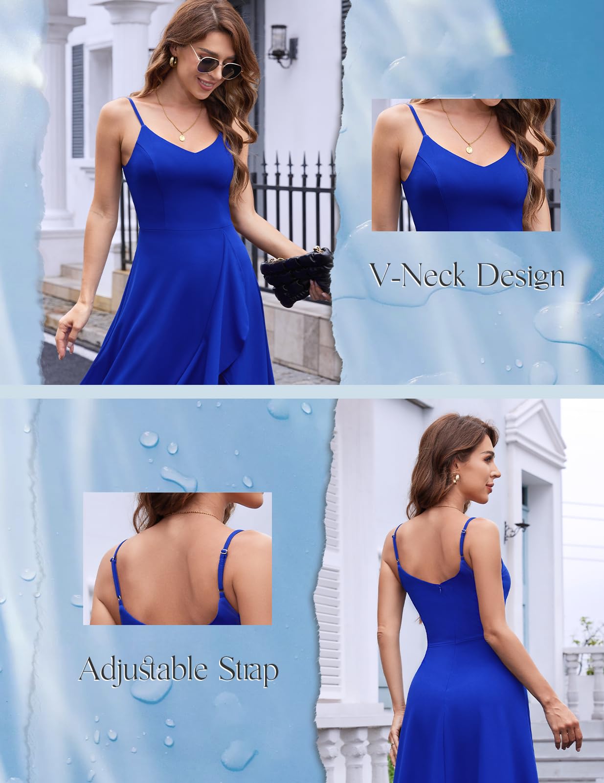 DRESSTELLS Vestido de cóctel Damas Festivas Correas de Alta Baja Vestidos de Novia hasta la Rodilla Dobladillo Volante Vestido de Verano Elegante Vestido de Fiesta