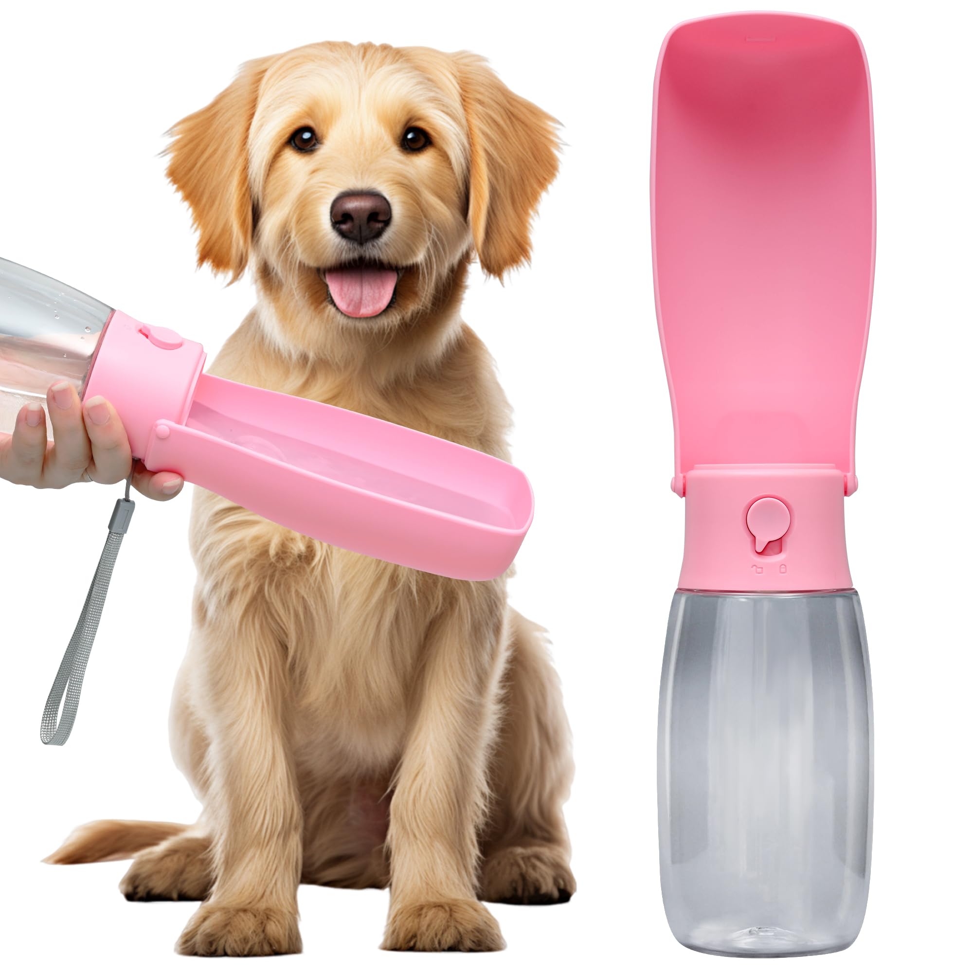 Dog Water Bottle, Leak Proof Portable Puppy Water Dispenser, Travel Puppy Water Bowl, Foldable Transparent Dog Water Bottle for Pets Outdoor Walking,