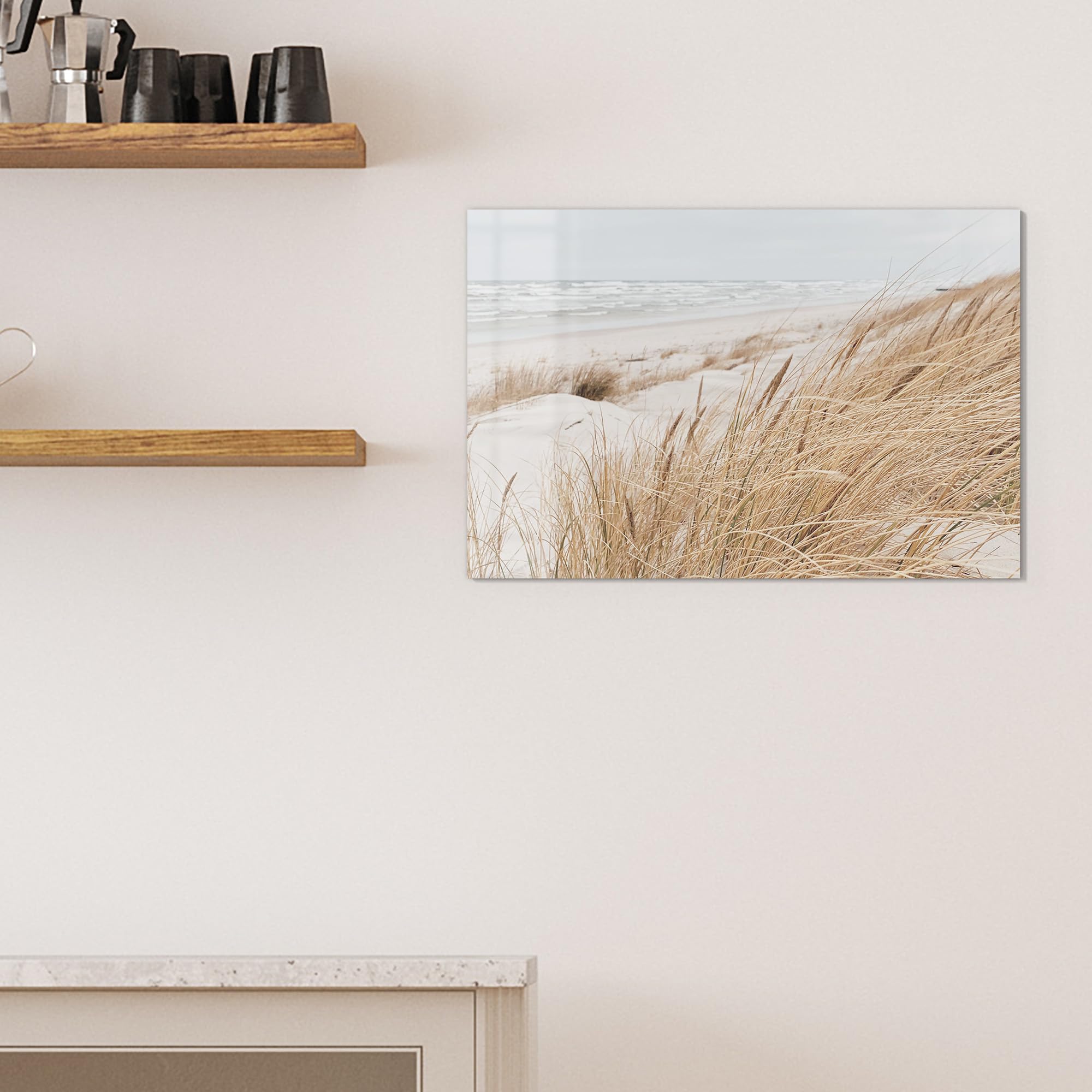DEQORI Glas-Magnettafel | 60x40 cm cm groß | Motiv Winterstrand Stille | Memo-Board aus Glas | Magnetboard inkl. Magnete, Stift & Tuch für Küche & Büro | Tafel magnetisch & beschreibbar