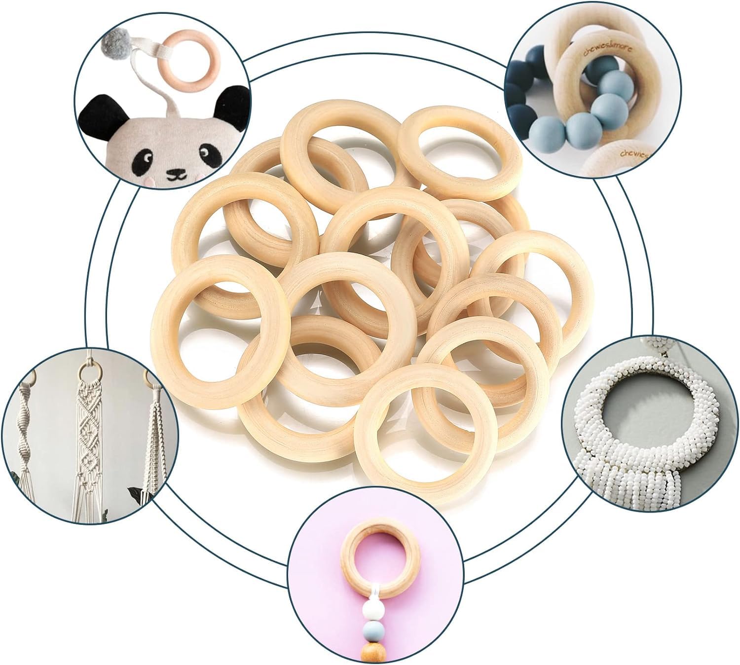 Anneaux En Bois Naturel,perles,cerceaux En Bois Inachevé,anneau De