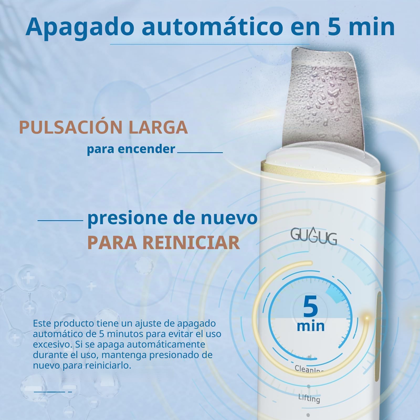 GUGUG Peeling Ultrasónico Facial, Skin Scrubber, Limpiador Facial, Exfoliación de Cara 4 Modos para Limpiar los Poros y Cuidar la Piel, USB Recargable, Dispositivo de Belleza