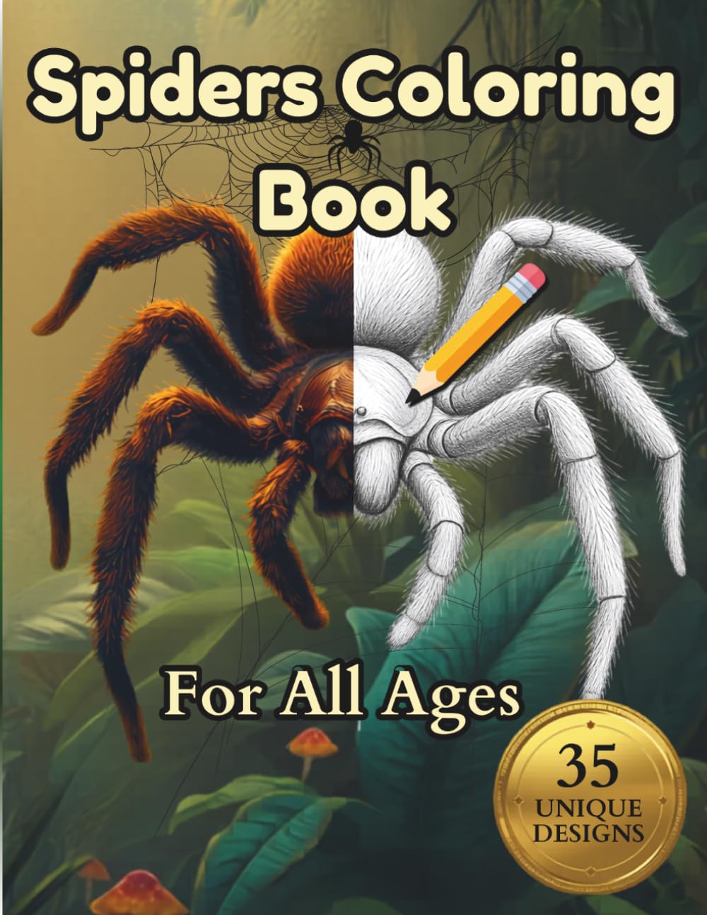 Spiders Coloring Book: Scientifically Accurate Illustrations of Tarantulas, Orb Weavers, Jumping Spiders and More, with Detailed Natural Habitats