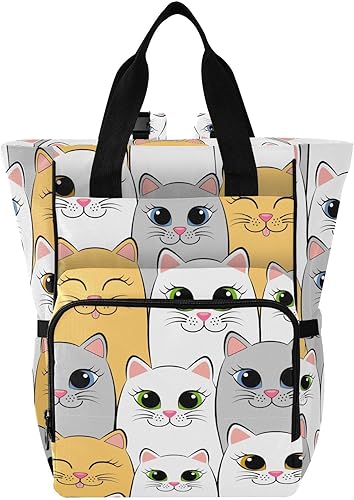 Gatos (2) Mochila de pañales para bebés, niños y niñas, multifunción para bebés, bolsa de viaje con correas para cochecito y almacenamiento de