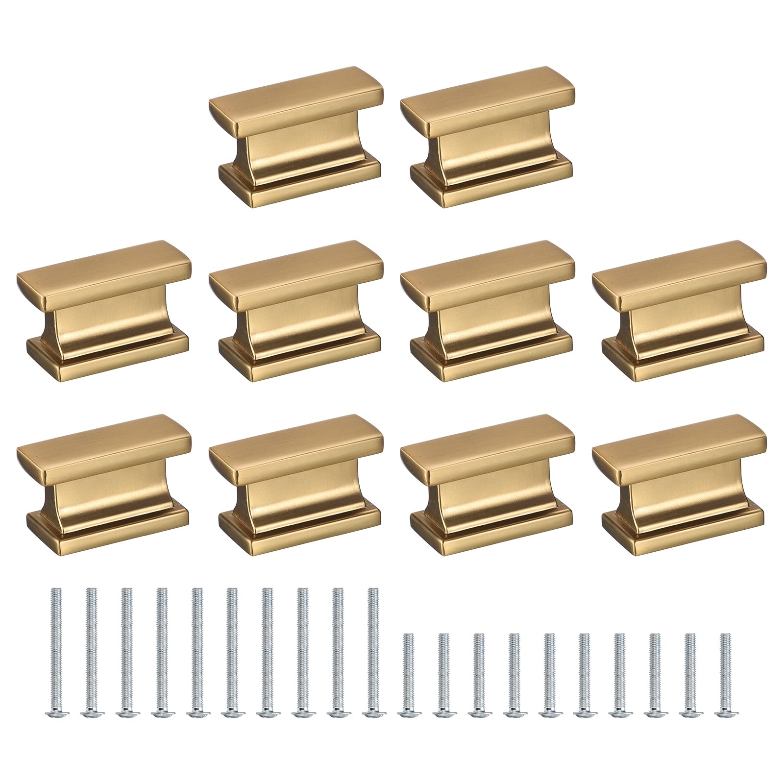 Boutons d'armoire de cuisine carrés dorés et poignées de meuble (lot de 10)