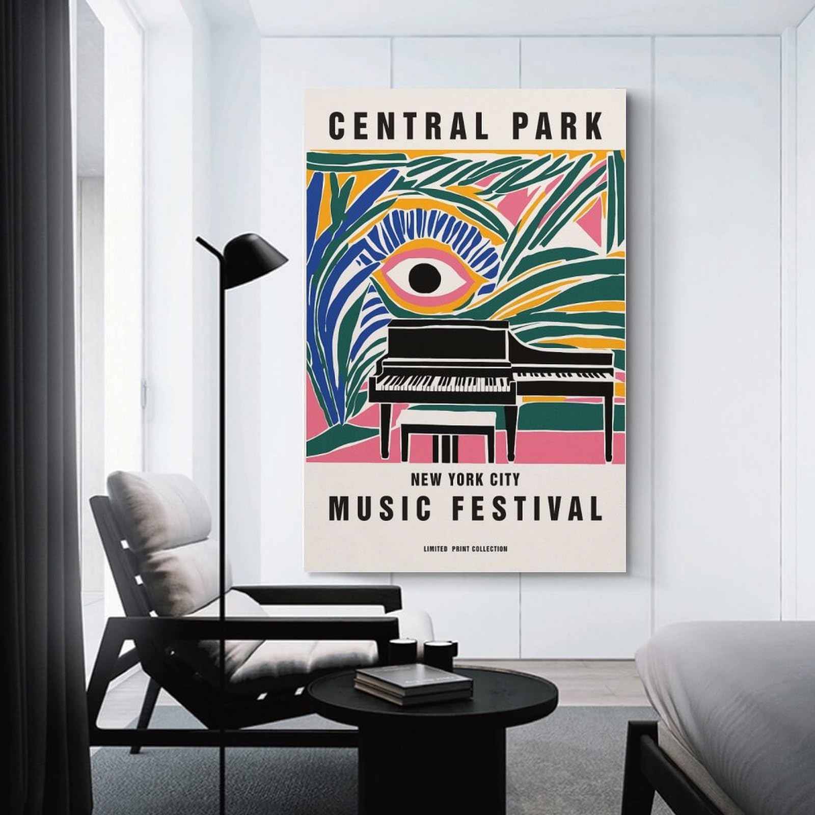 Junmoney Unframe-Style Hanging Wall Art Central Park Music Festival, 24X36inch(60X90cm), For Wall Displays, Bedrooms Or Room Updates, Wall Decor Suited To Curated Displays