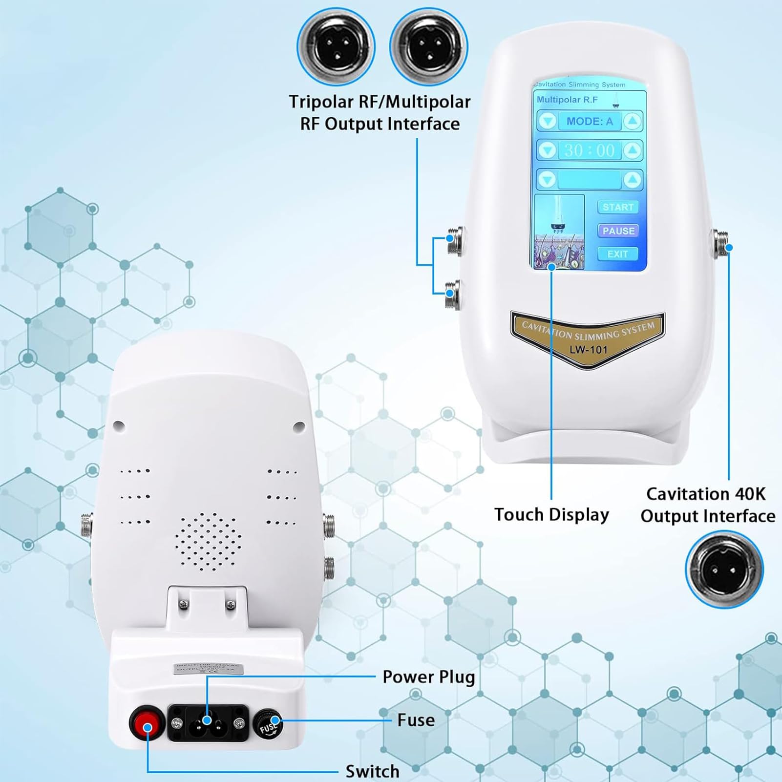 Dispositivo Adelgazante 40K,Dispositivo de Masaje Corporal 3 en 1, máquina de radiofrecuencia, Equipo de Belleza, masajeador Adelgazante Facial,para Tonificantes y moldeadores