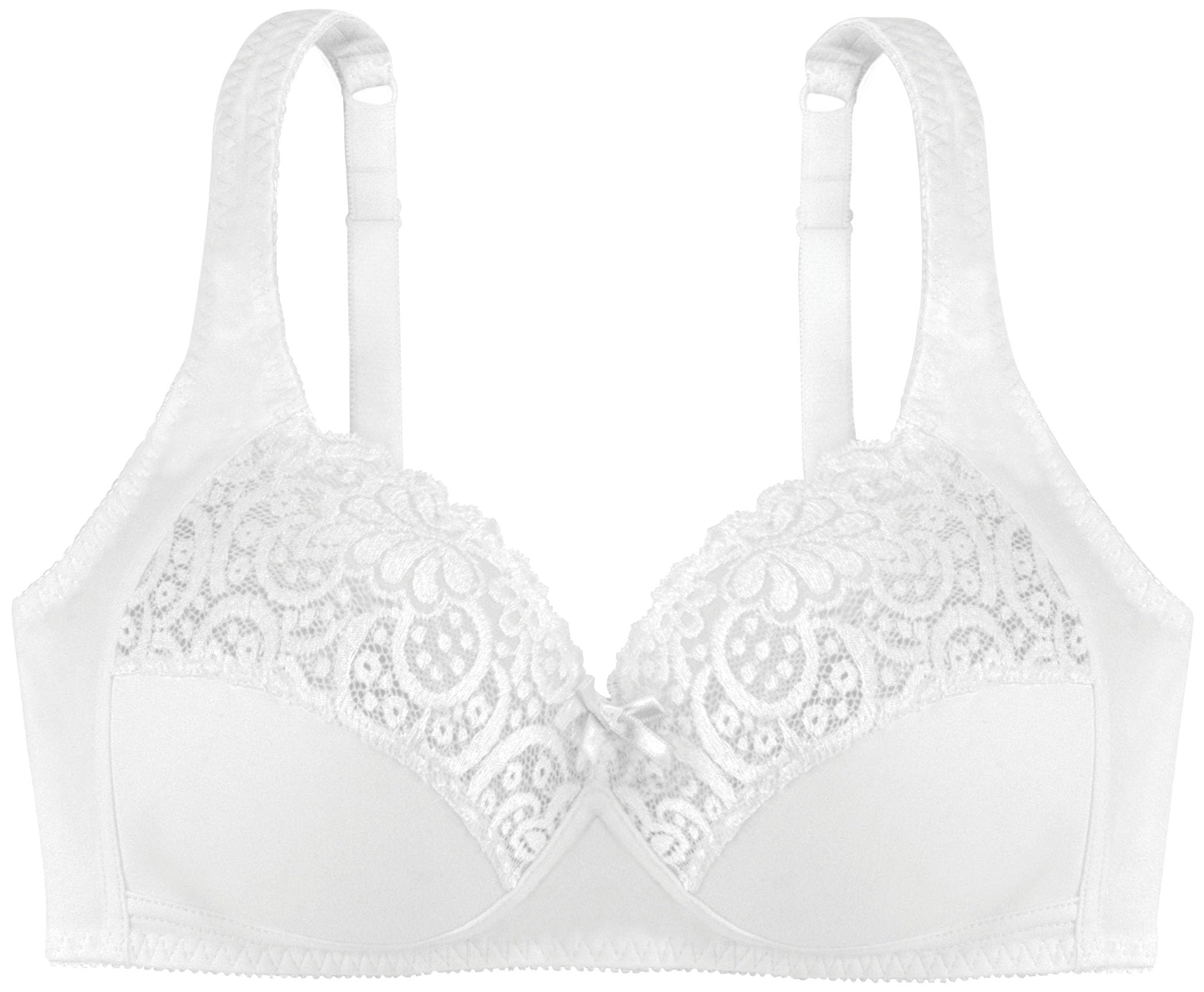 DORINA Women's Georgina Cotton Wireless Bra - Full Coverage with Scalloped Lace Trim, Supportive Underbust, and Adjustable Straps, White