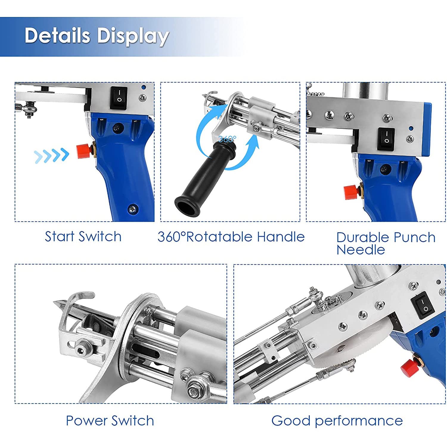 タフティングガン カットパイル ブルー/青 Amazon.co.jp: タフティングガン、2 in1ラグタフティングガン